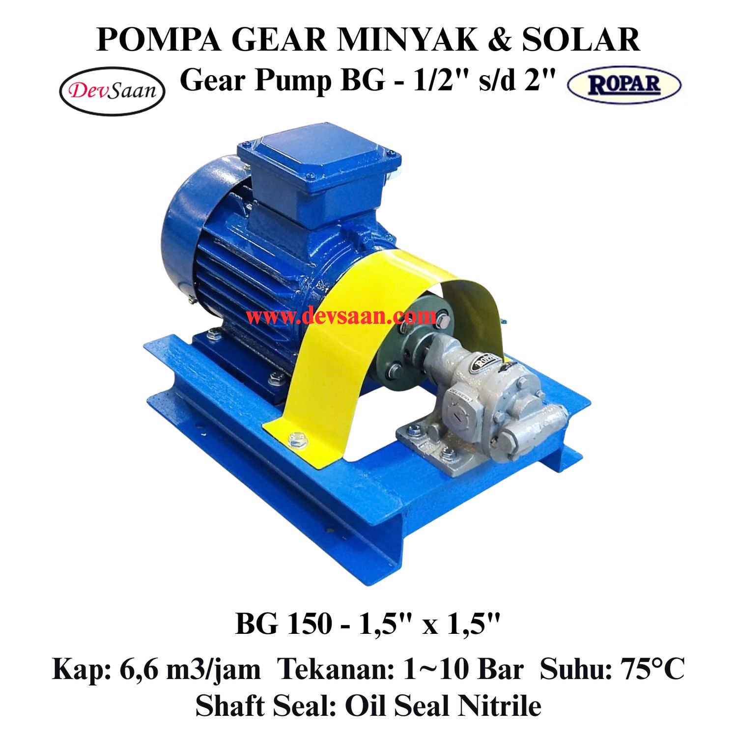 Gear Pump Helikal BG 150 Pompa Roda Gigi (Complete Set) 4pole