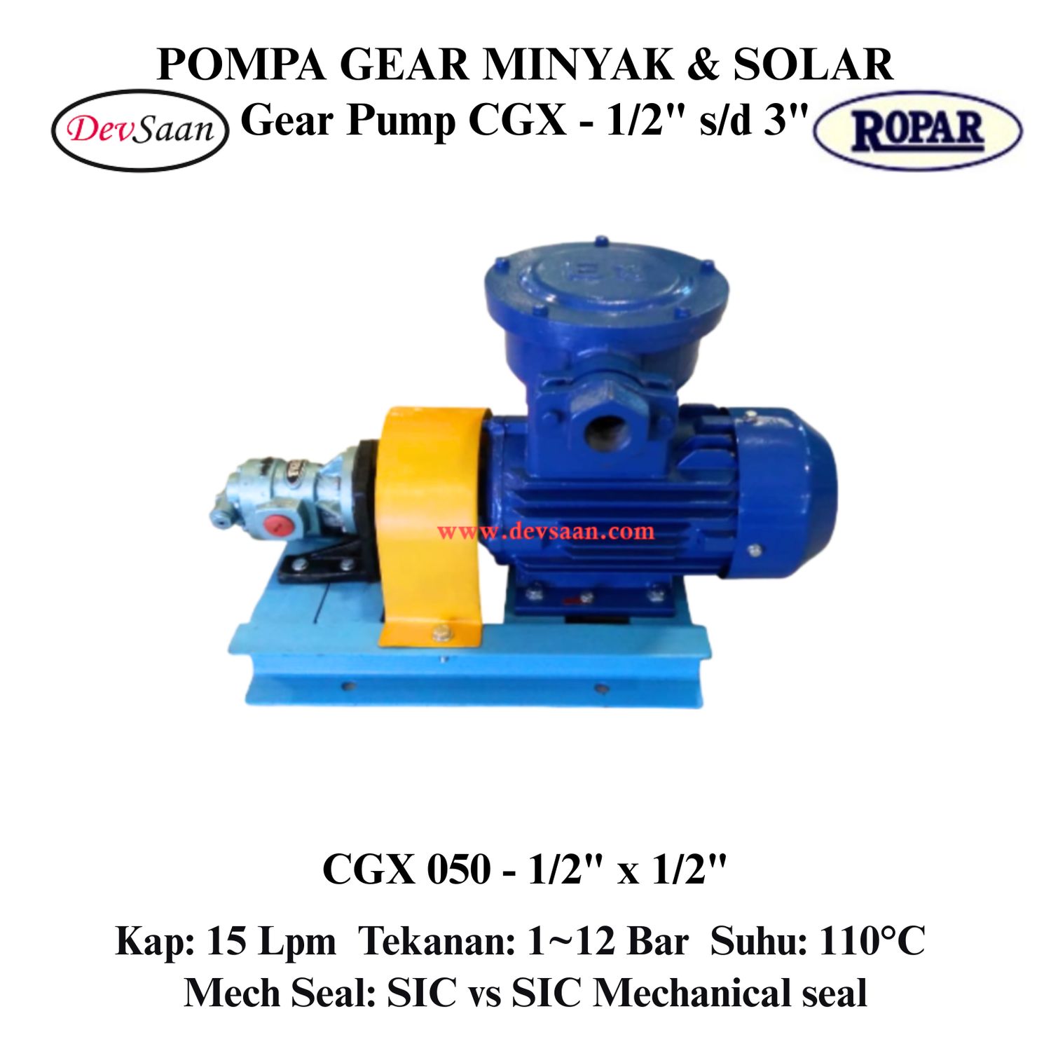 Gear Pump Helikal CGX 050 Pompa Roda Gigi (Complete Set) 4pole