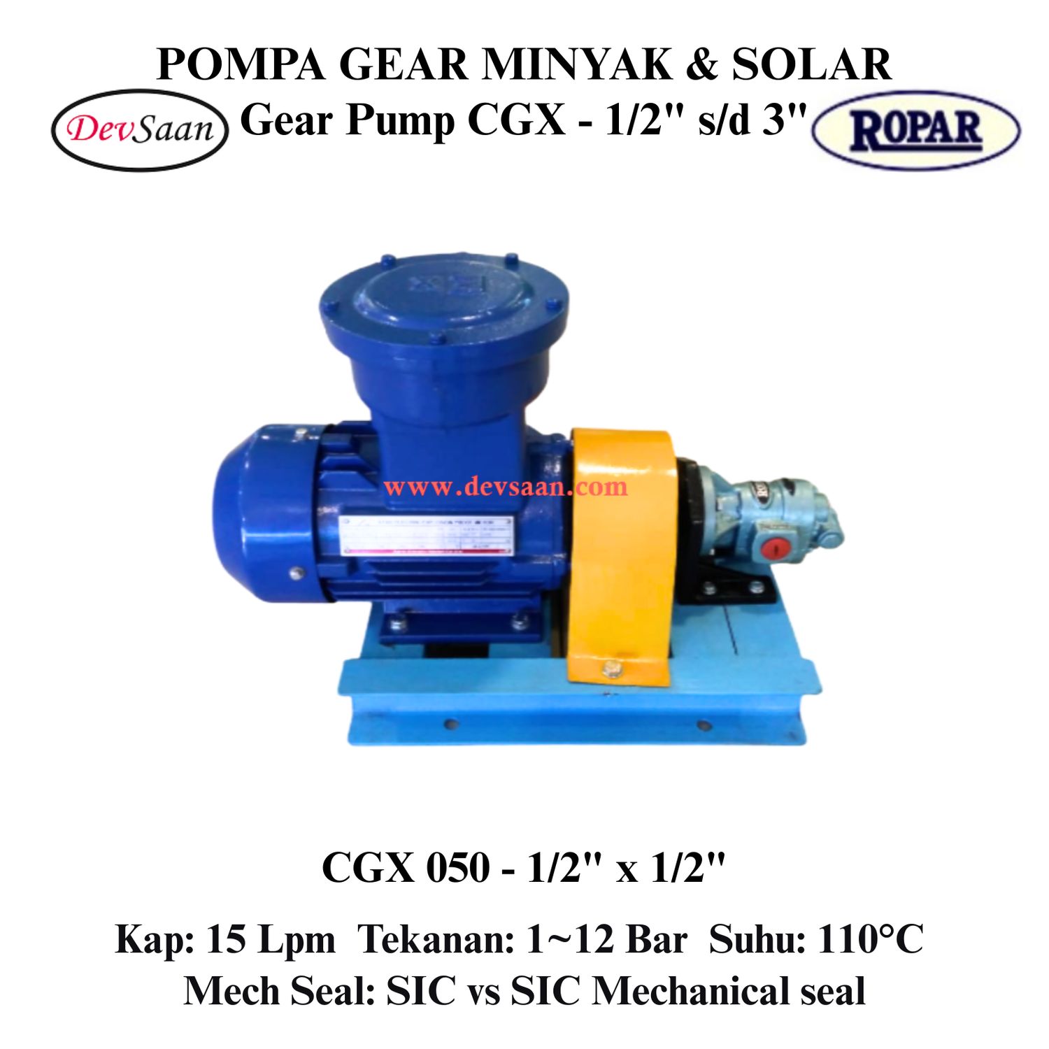 Gear Pump Helikal CGX 050 Pompa Roda Gigi (Complete Set) 4pole