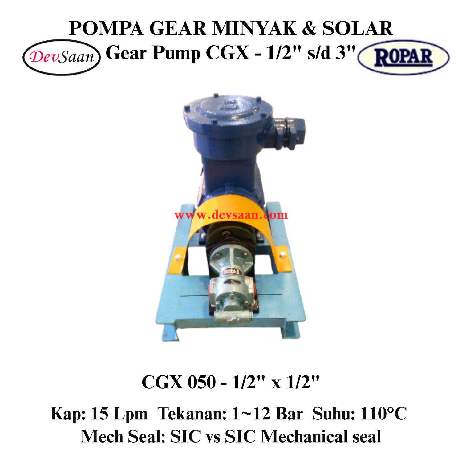 Gear Pump Helikal CGX 050 Pompa Roda Gigi (Complete Set) 4pole