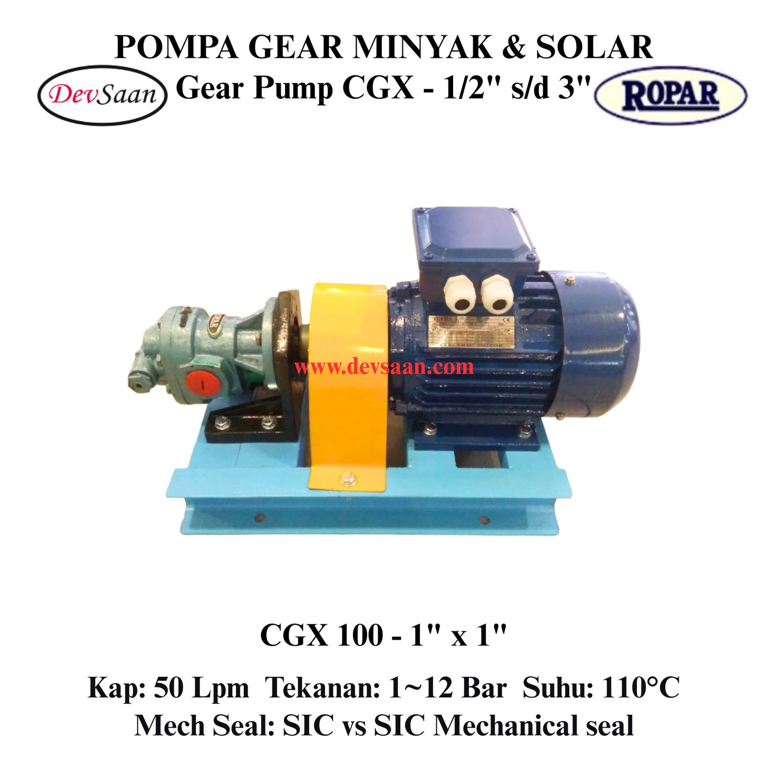 Gear Pump Helikal CGX 100 Pompa Roda Gigi (Complete Set) 4pole