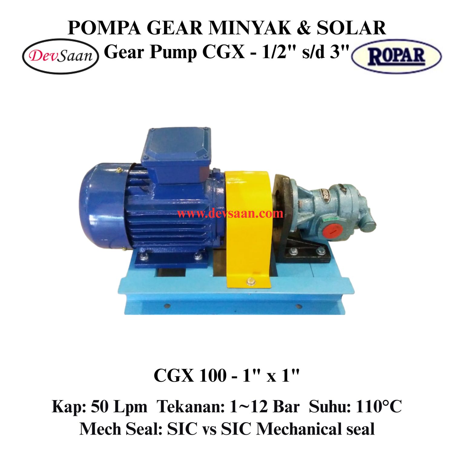 Gear Pump Helikal CGX 100 Pompa Roda Gigi (Complete Set) 4pole