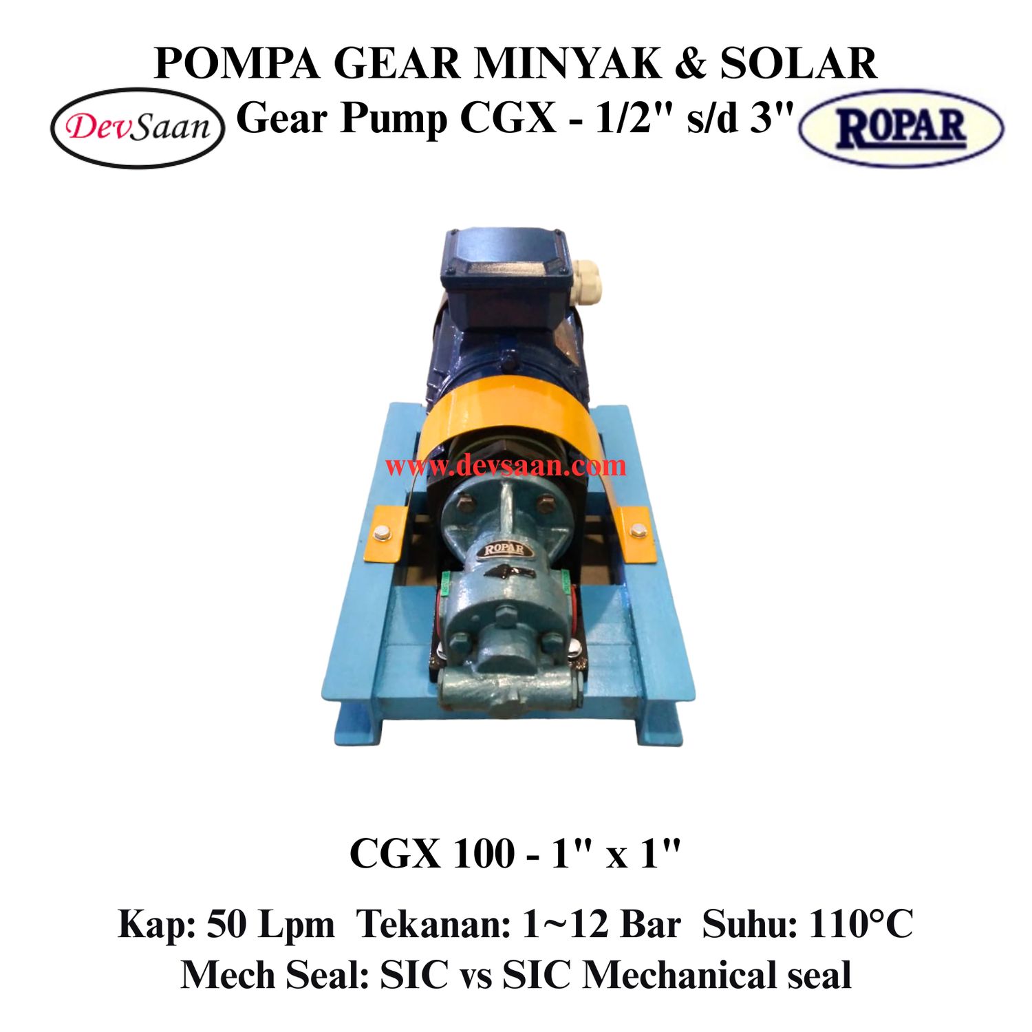 Gear Pump Helikal CGX 100 Pompa Roda Gigi (Complete Set) 4pole