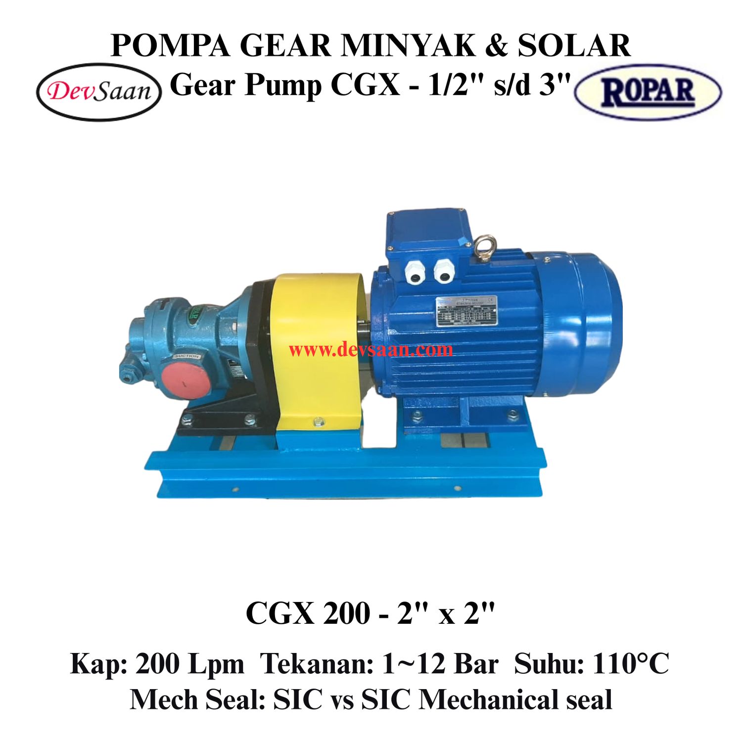 Gear Pump Helikal CGX 200 Pompa Roda Gigi (Complete Set) 4pole