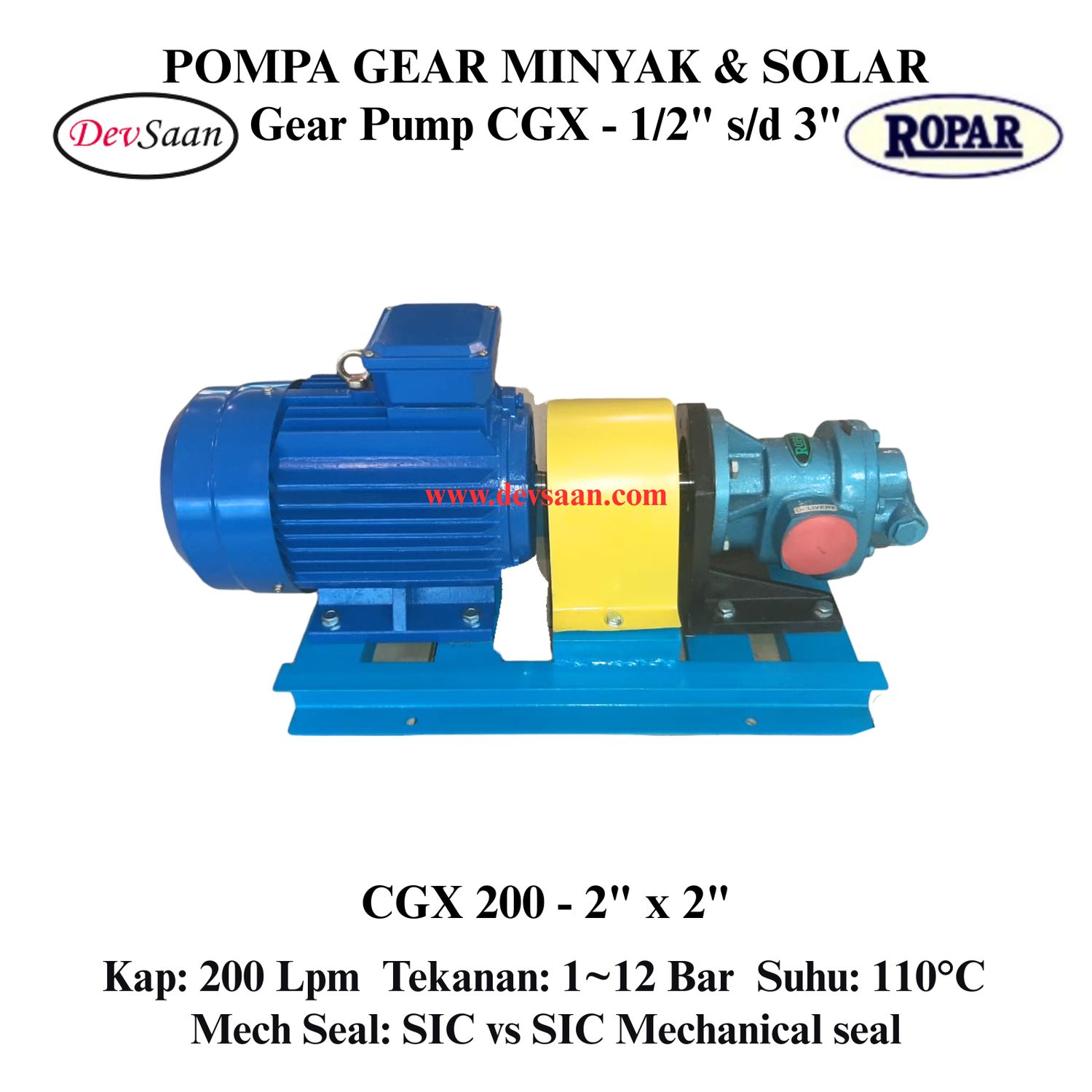 Gear Pump Helikal CGX 200 Pompa Roda Gigi (Complete Set) 4pole