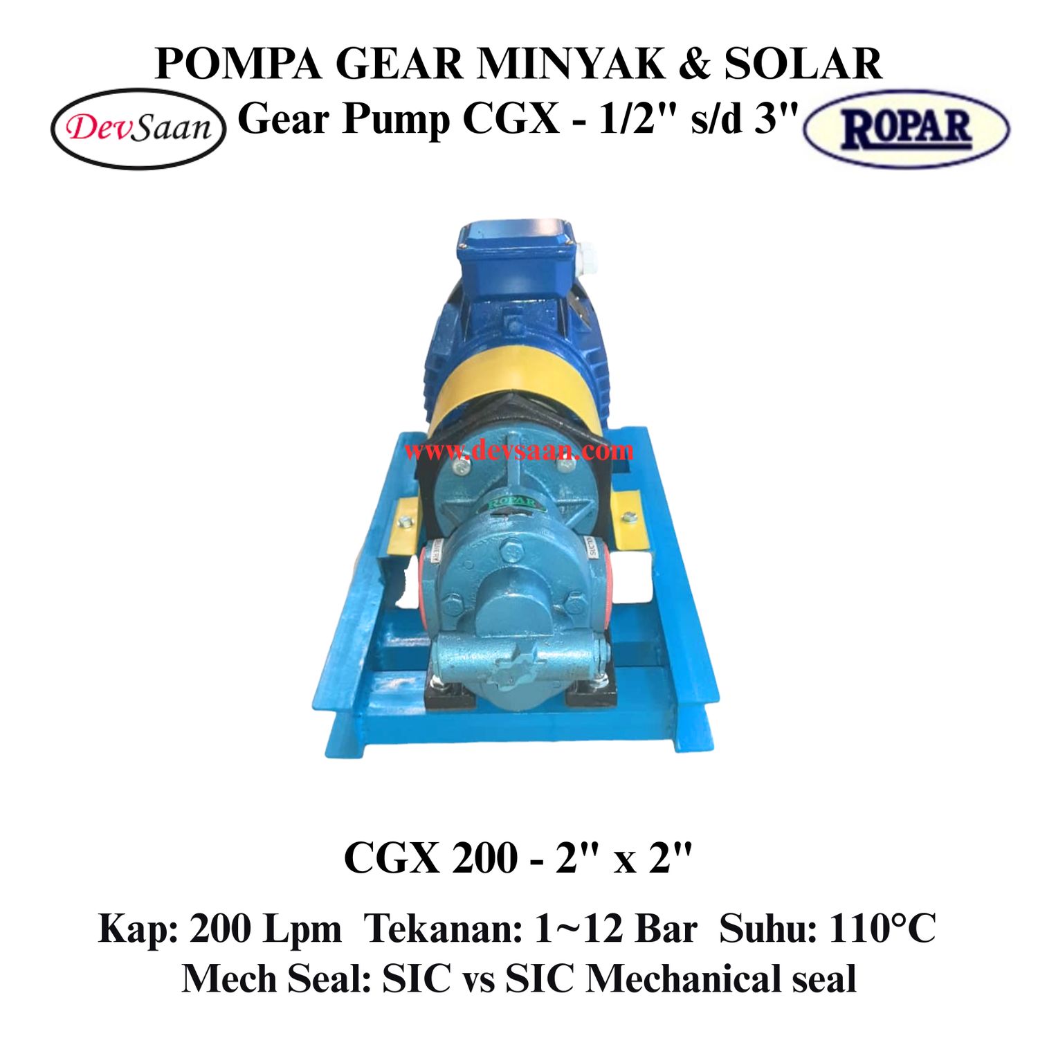 Gear Pump Helikal CGX 200 Pompa Roda Gigi (Complete Set) 4pole