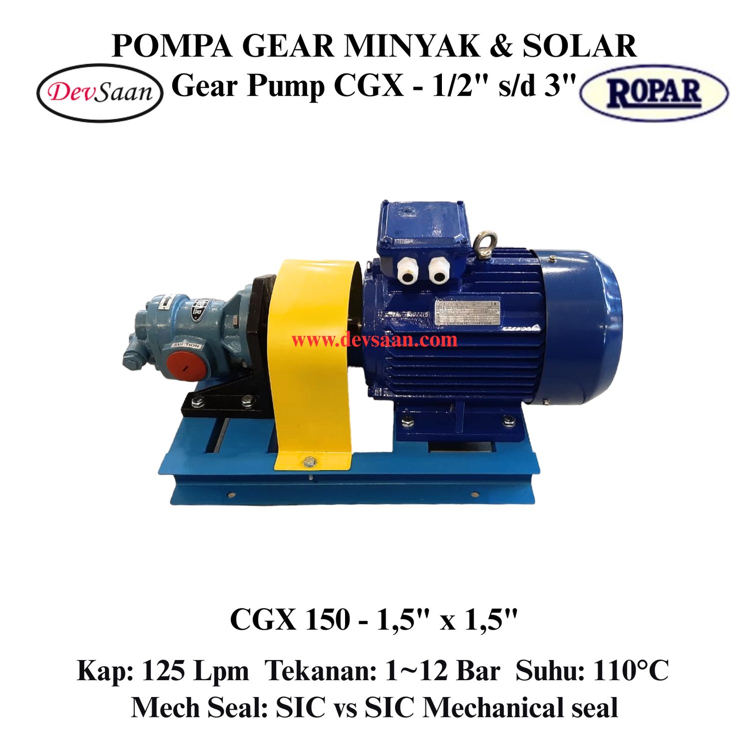 Gear Pump Helikal CGX 150 Pompa Roda Gigi (Complete Set) 4pole