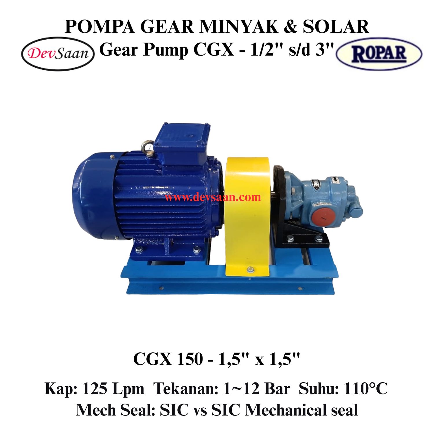 Gear Pump Helikal CGX 150 Pompa Roda Gigi (Complete Set) 4pole