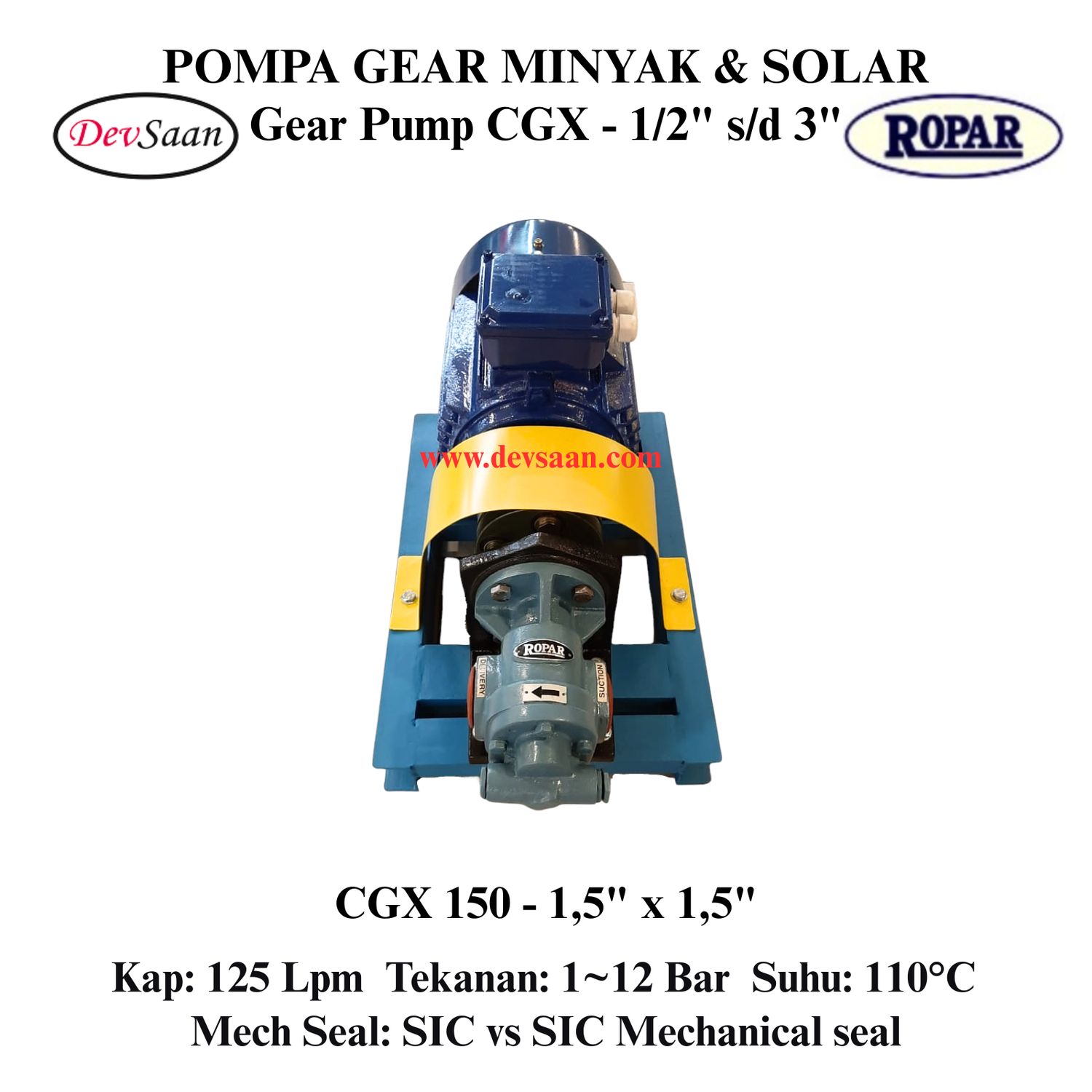 Gear Pump Helikal CGX 150 Pompa Roda Gigi (Complete Set) 4pole