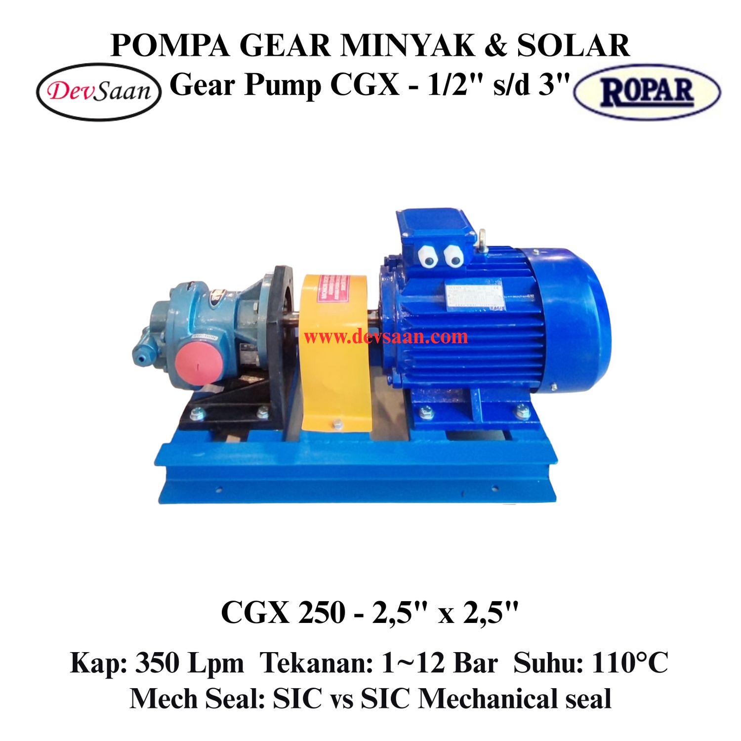 Gear Pump Helikal CGX 250 Pompa Roda Gigi (Complete Set) 4pole