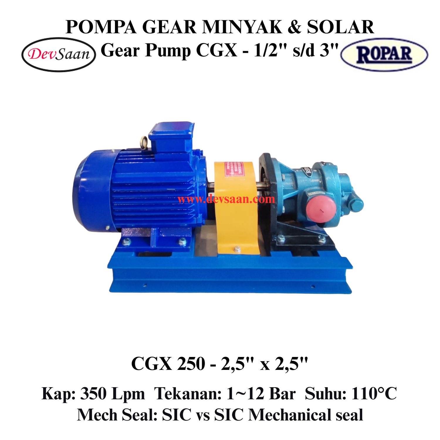 Gear Pump Helikal CGX 250 Pompa Roda Gigi (Complete Set) 4pole