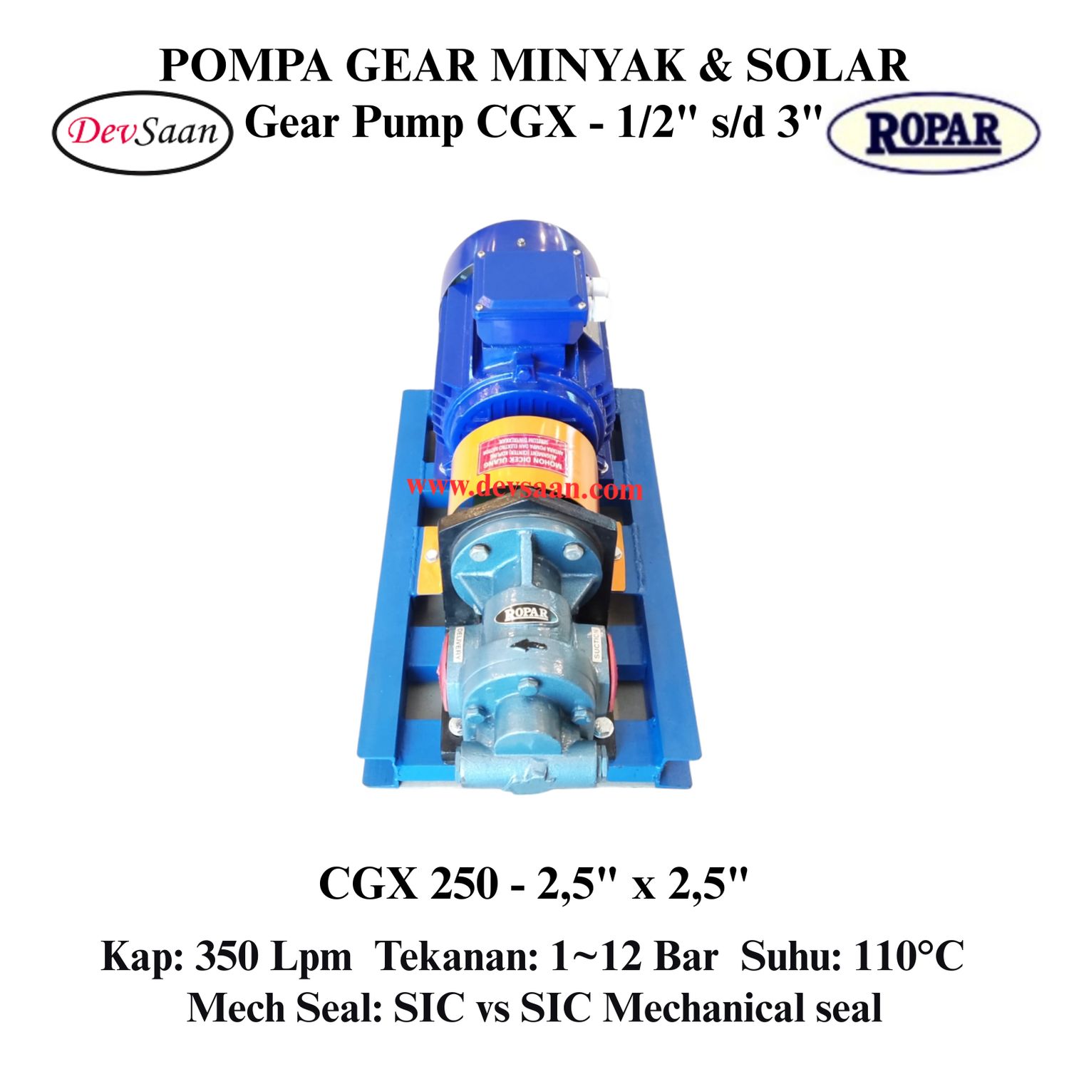 Gear Pump Helikal CGX 250 Pompa Roda Gigi (Complete Set) 4pole