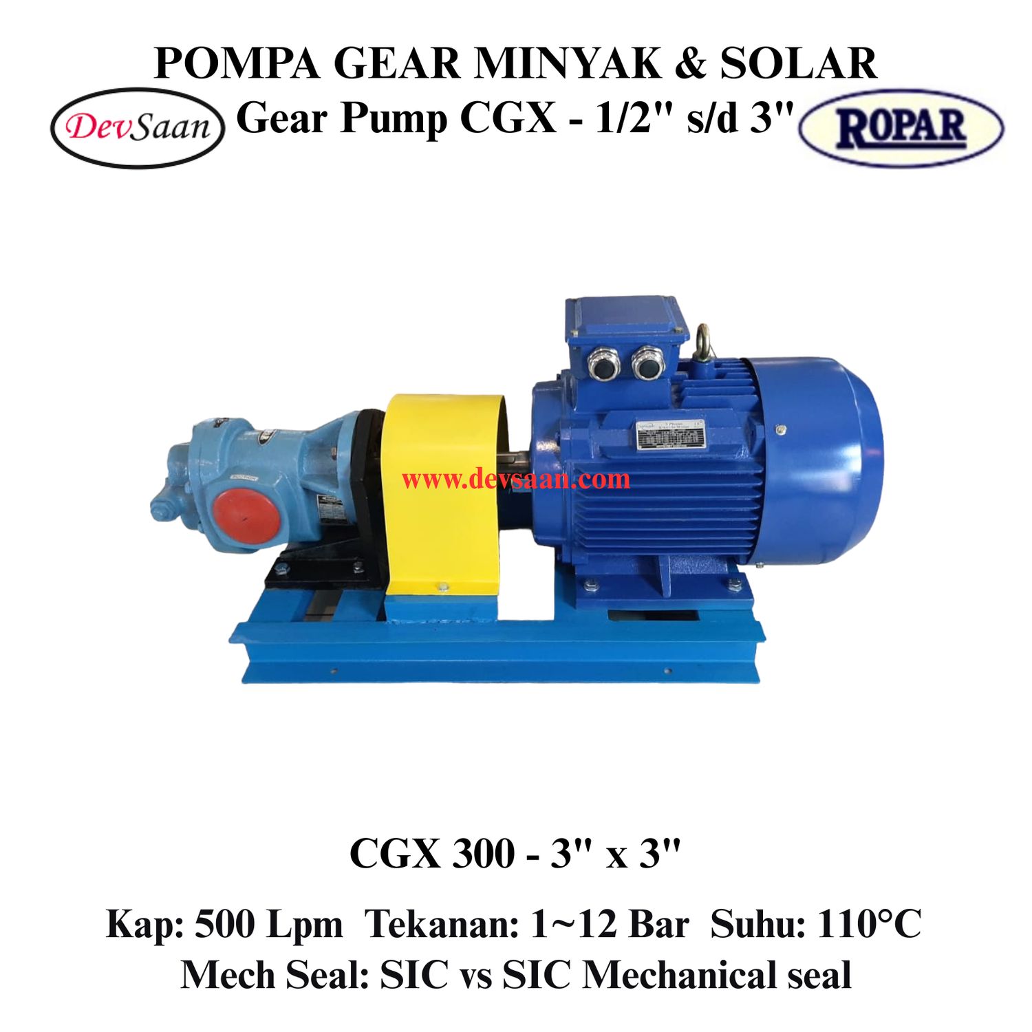 Gear Pump Helikal CGX 300 Pompa Roda Gigi (Complete Set) 4pole