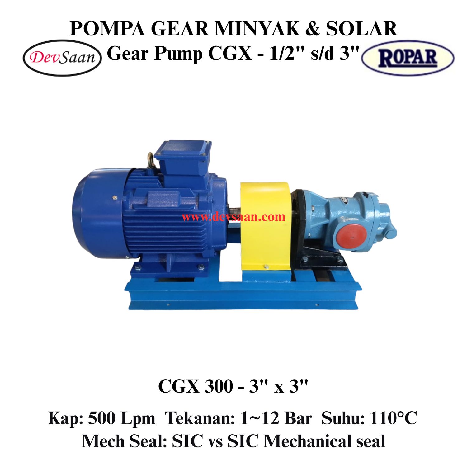 Gear Pump Helikal CGX 300 Pompa Roda Gigi (Complete Set) 4pole
