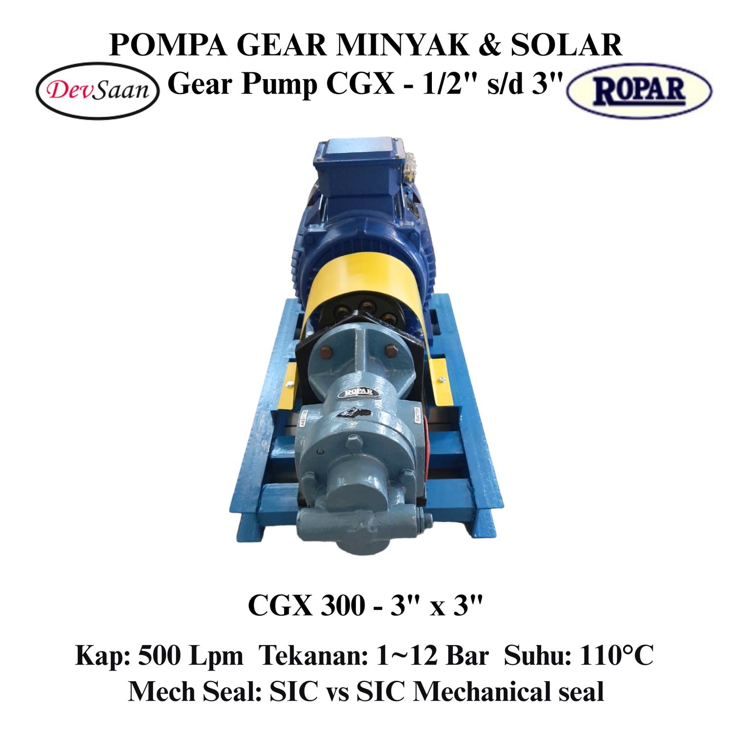 Gear Pump Helikal CGX 300 Pompa Roda Gigi (Complete Set) 4pole