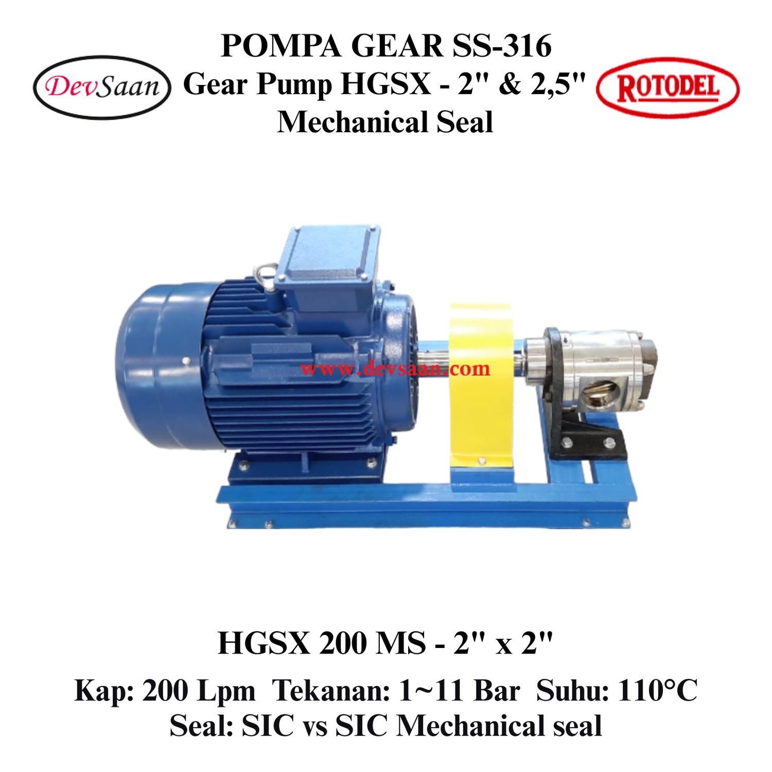 Gear Pump HGSX-200 (MS) Pompa Roda Gigi (Complete Set) 4pole