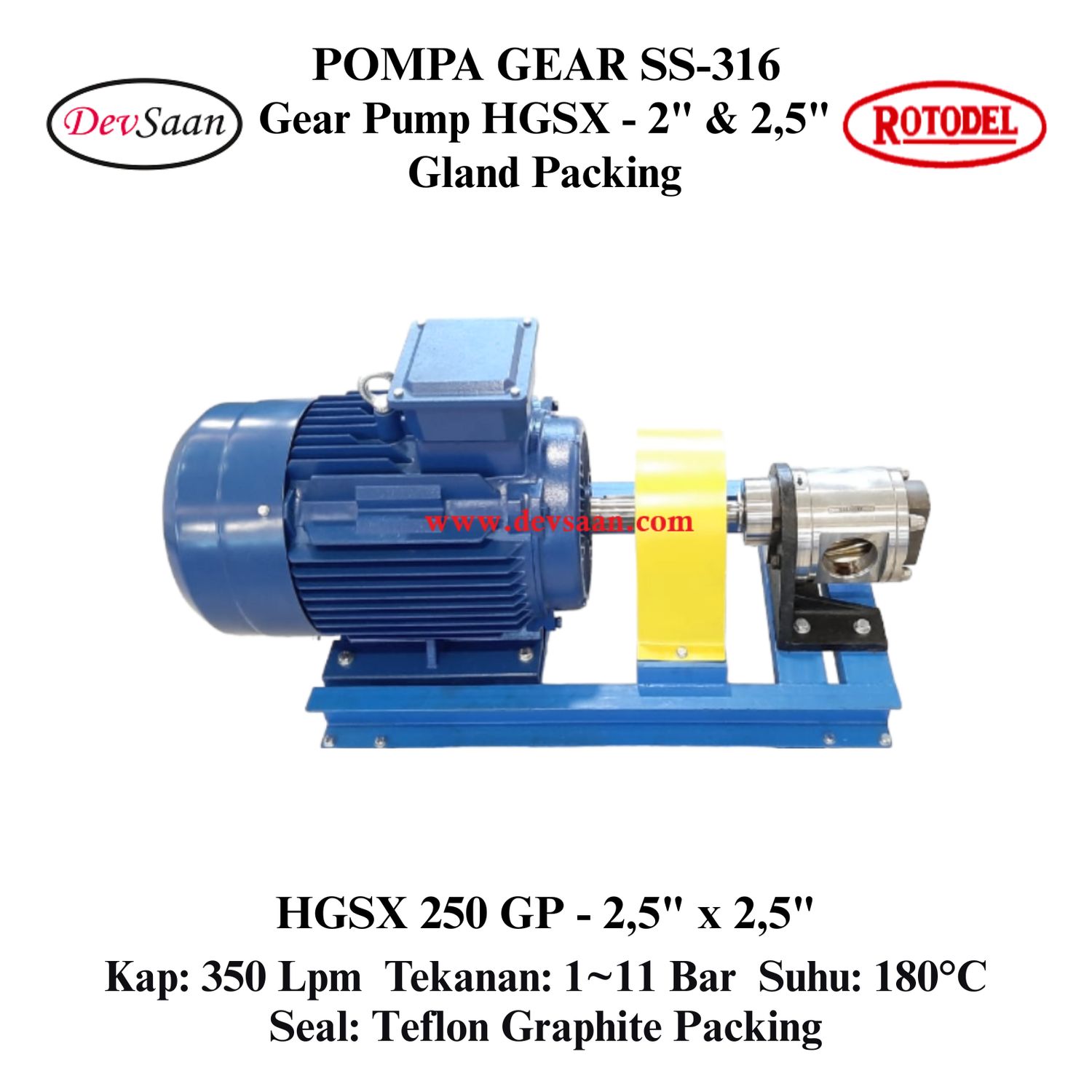 Gear Pump HGSX-250 (GP) Pompa Roda Gigi (Complete Set) 4pole
