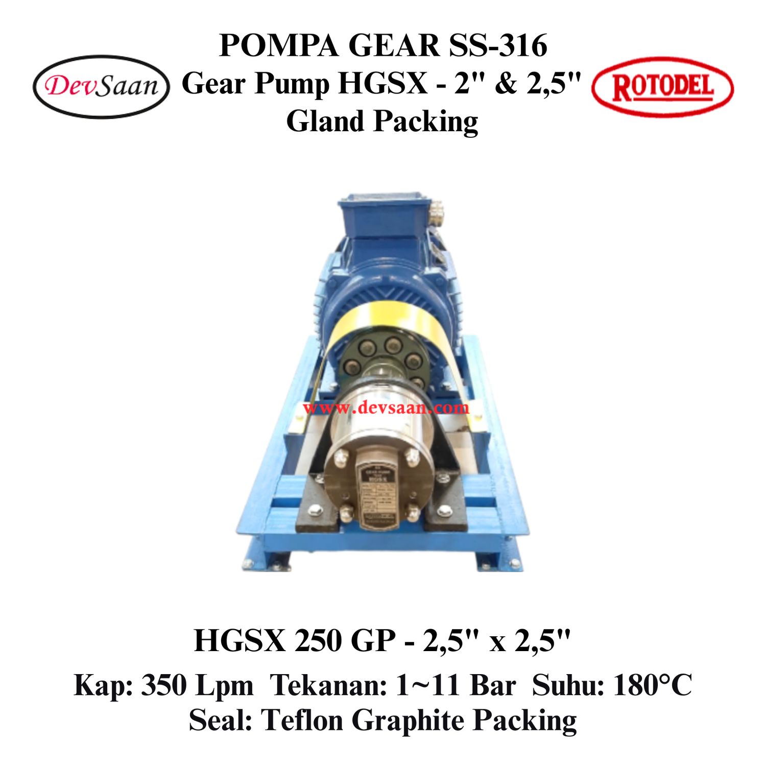 Gear Pump HGSX-250 (GP) Pompa Roda Gigi (Complete Set) 4pole