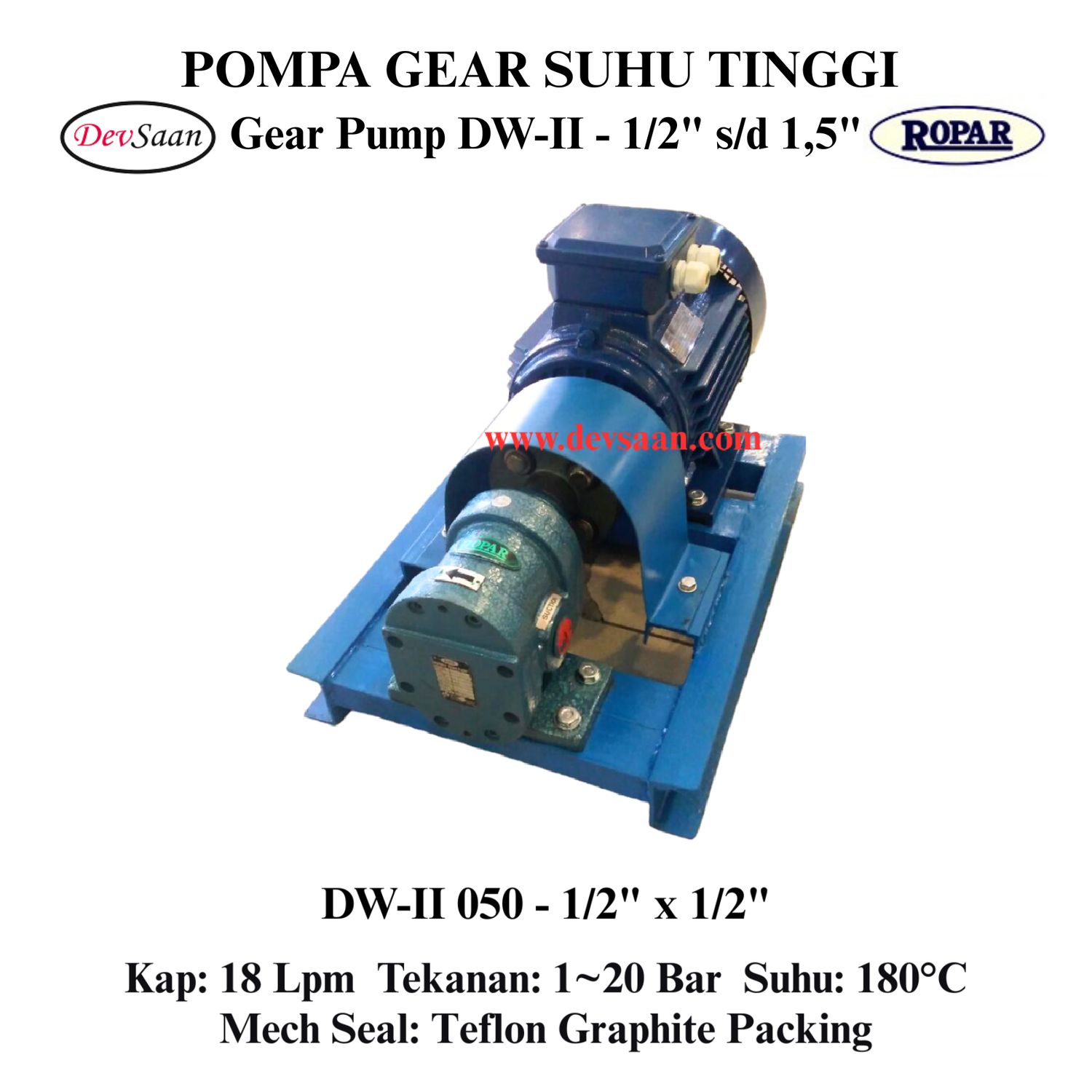 Gear Pump Helikal DW-II 050 Pompa Tekanan Tinggi (Complete Set) 4pole