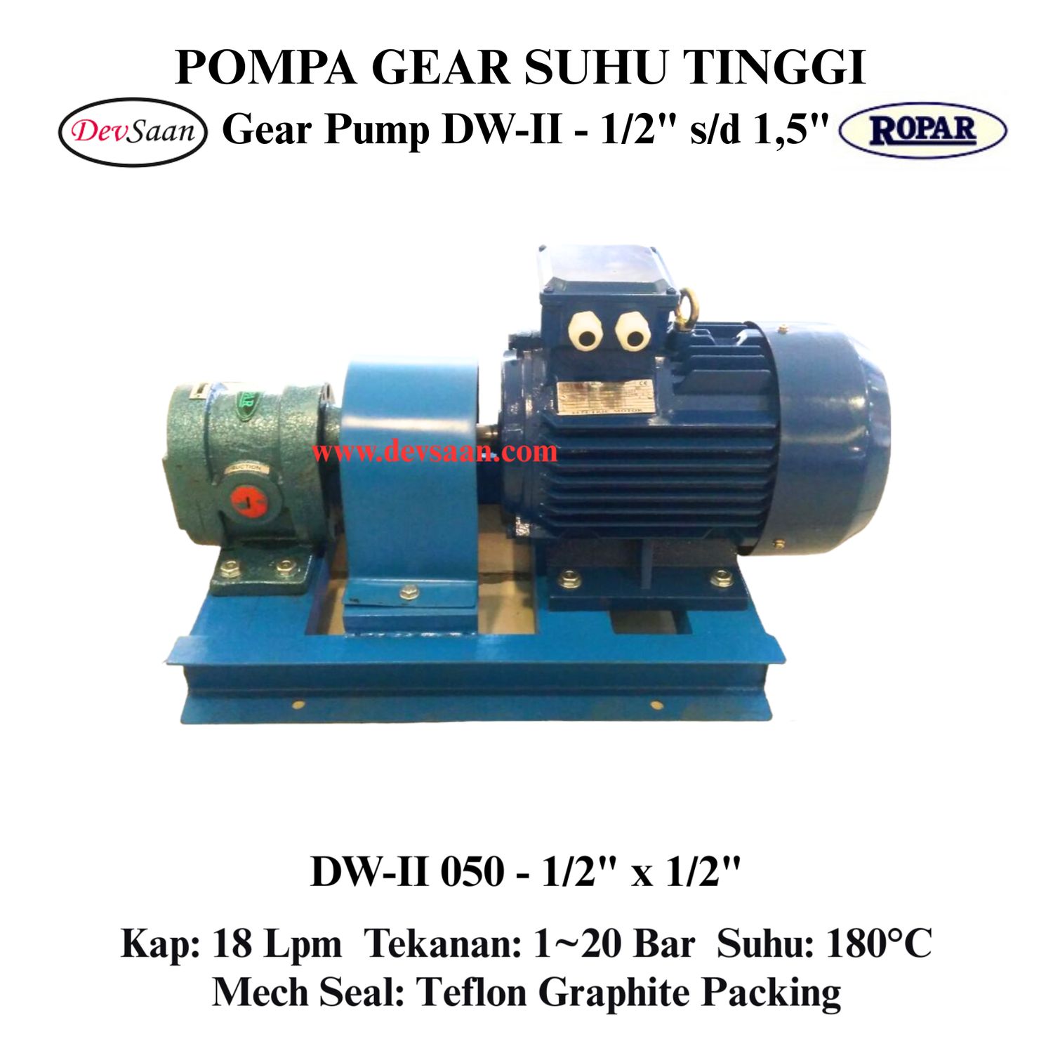 Gear Pump Helikal DW-II 050 Pompa Tekanan Tinggi (Complete Set) 4pole