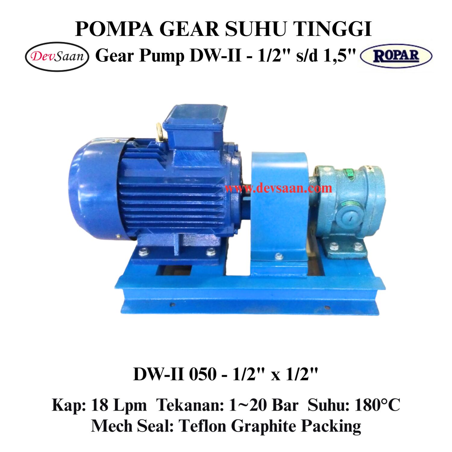 Gear Pump Helikal DW-II 050 Pompa Tekanan Tinggi (Complete Set) 4pole