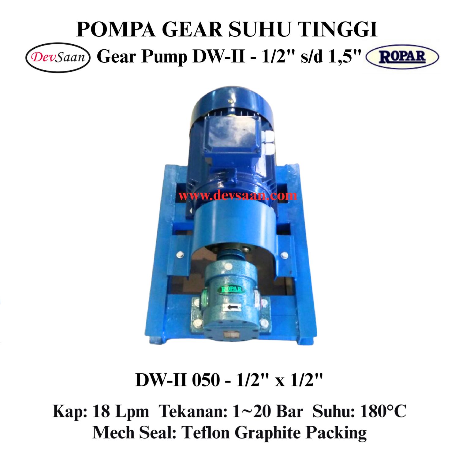Gear Pump Helikal DW-II 050 Pompa Tekanan Tinggi (Complete Set) 4pole