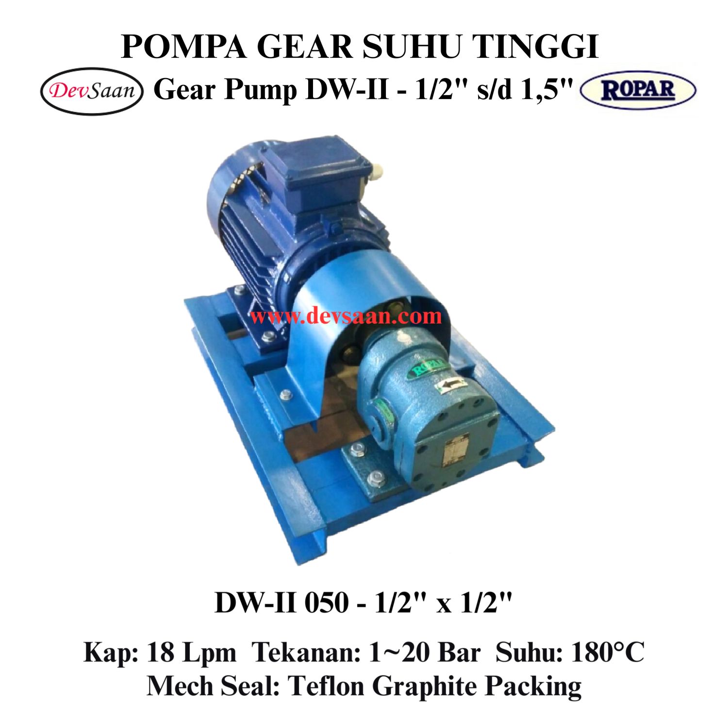 Gear Pump Helikal DW-II 050 Pompa Tekanan Tinggi (Complete Set) 4pole