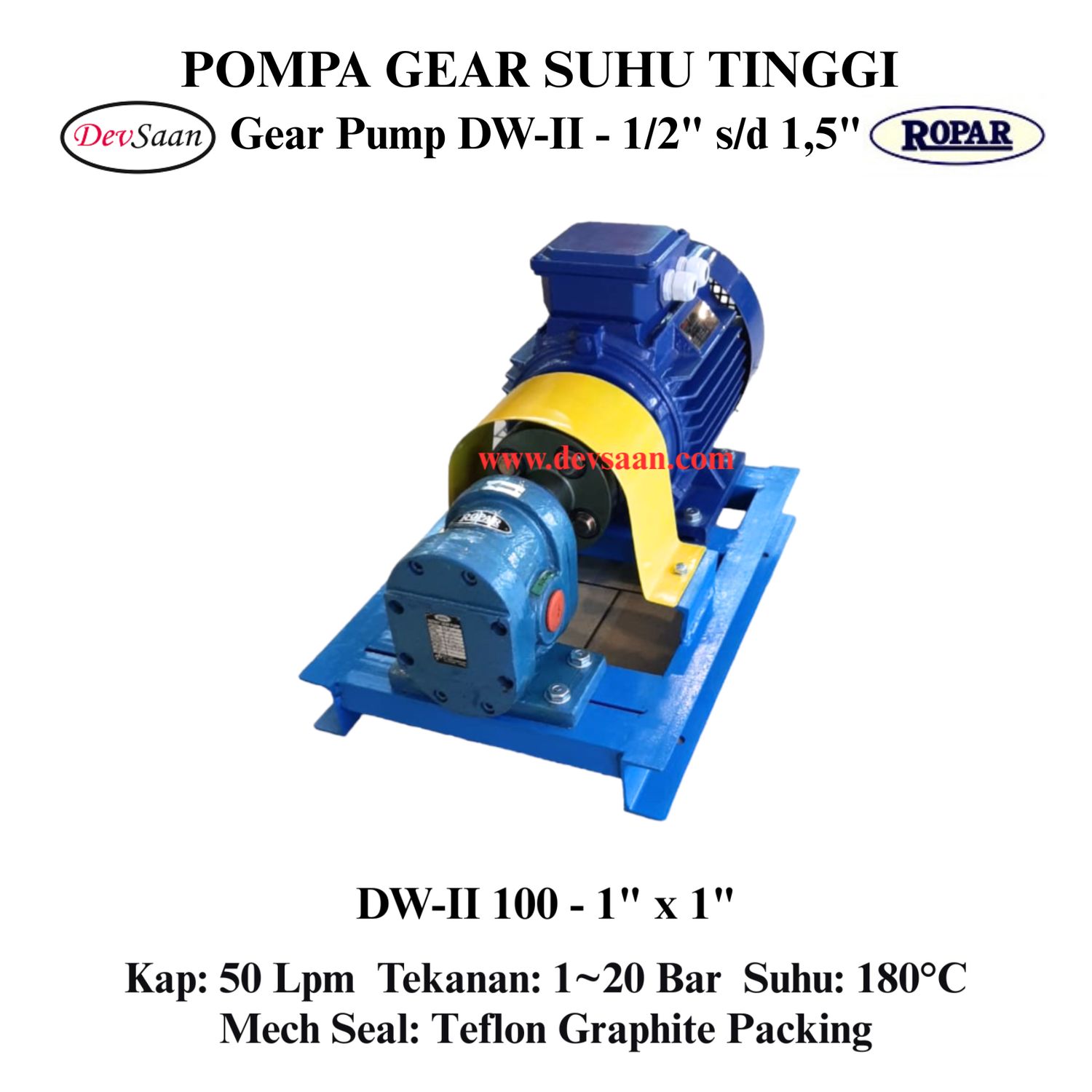 Gear Pump Helikal DW-II 100 Pompa Tekanan Tinggi (Complete Set) 4pole