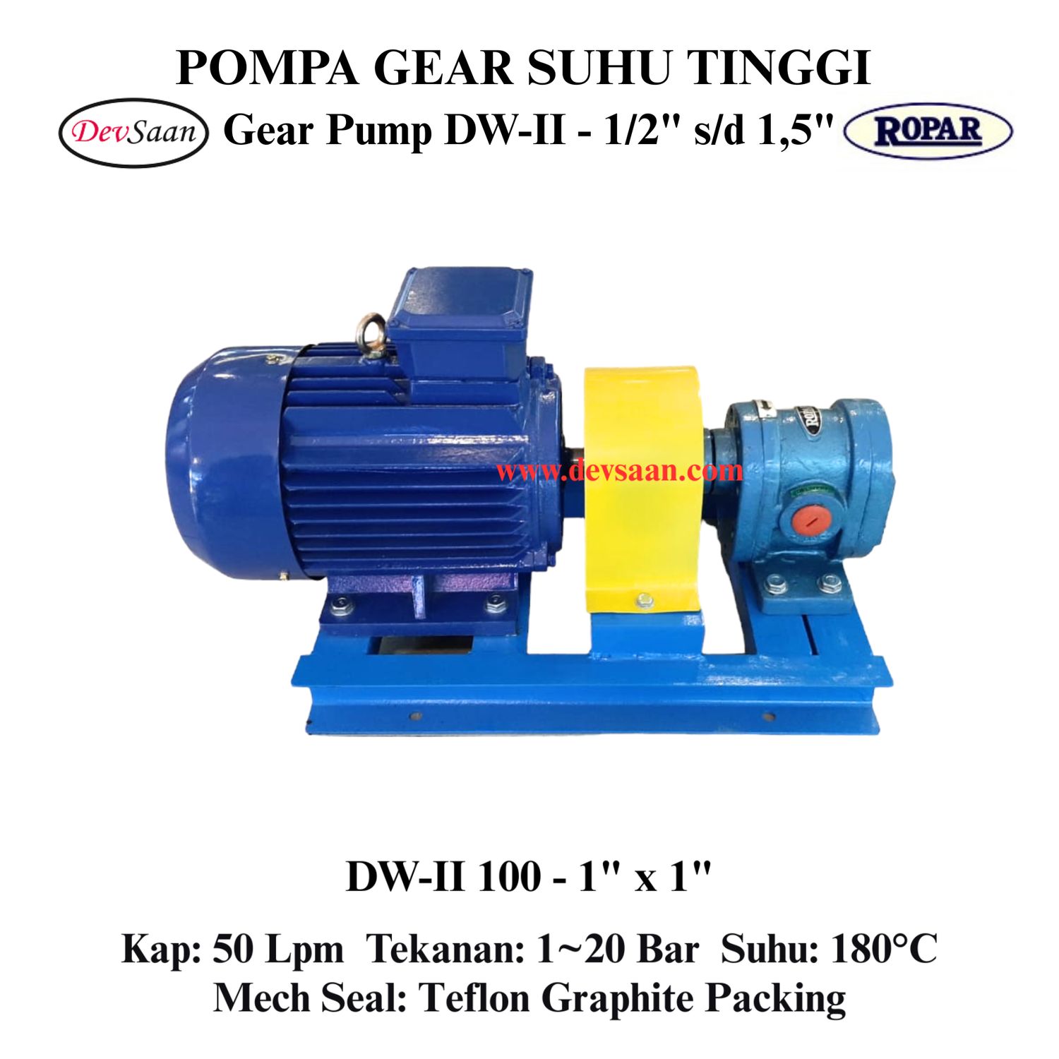 Gear Pump Helikal DW-II 100 Pompa Tekanan Tinggi (Complete Set) 4pole