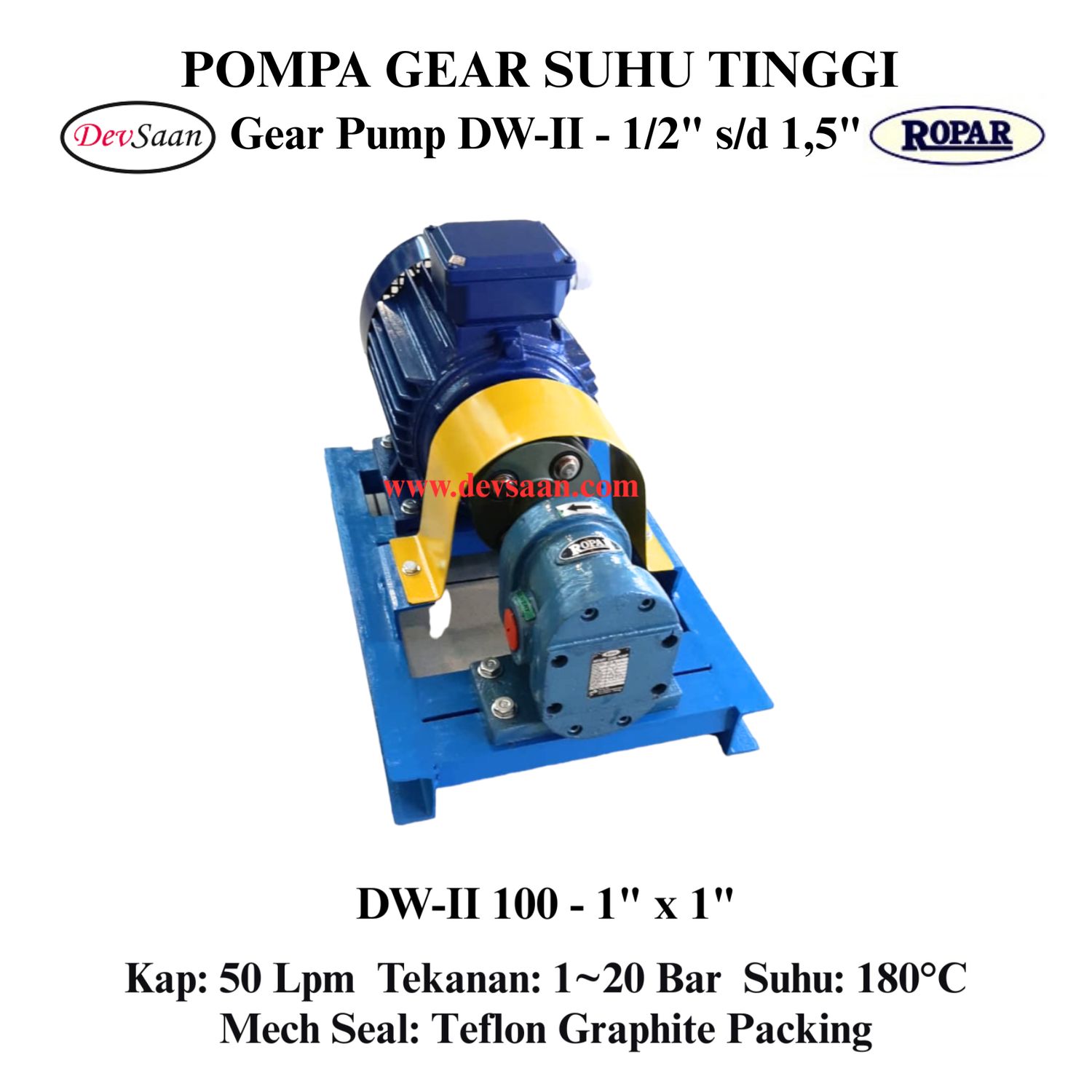 Gear Pump Helikal DW-II 100 Pompa Tekanan Tinggi (Complete Set) 4pole