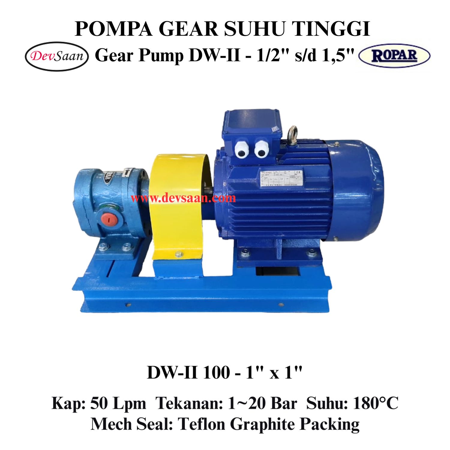 Gear Pump Helikal DW-II 100 Pompa Tekanan Tinggi (Complete Set) 4pole