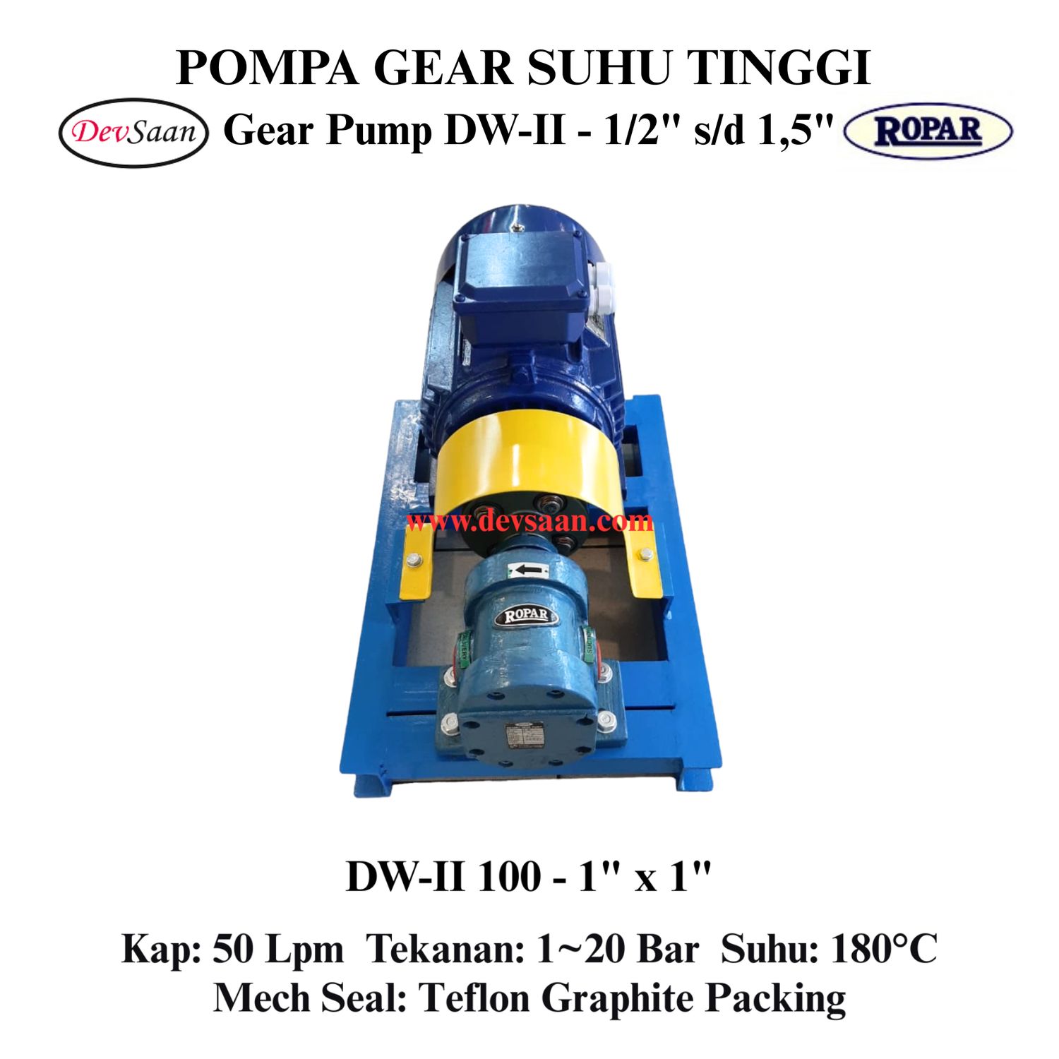 Gear Pump Helikal DW-II 100 Pompa Tekanan Tinggi (Complete Set) 4pole