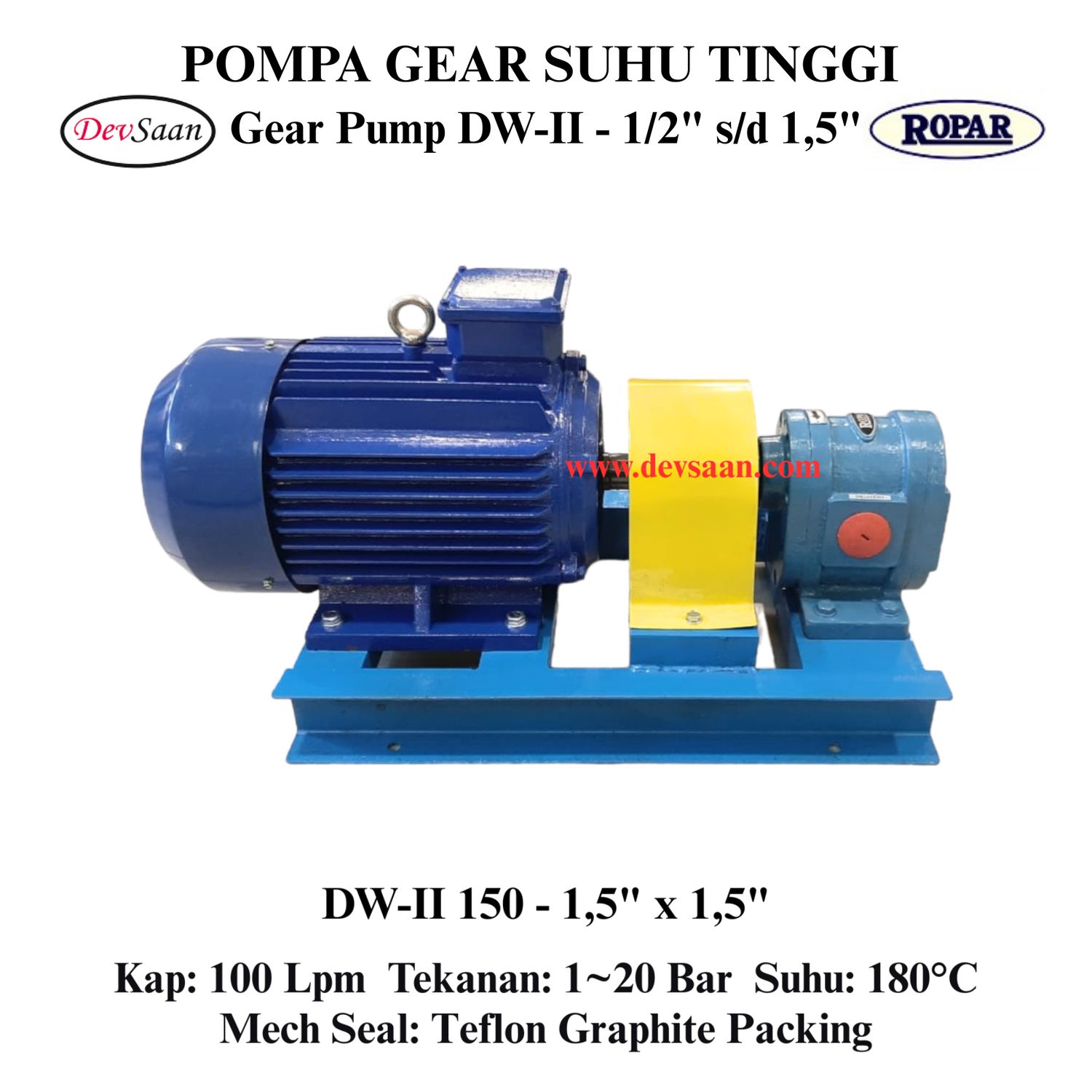 Gear Pump Helikal DW-II 150 Pompa Tekanan Tinggi (Complete Set) 4pole