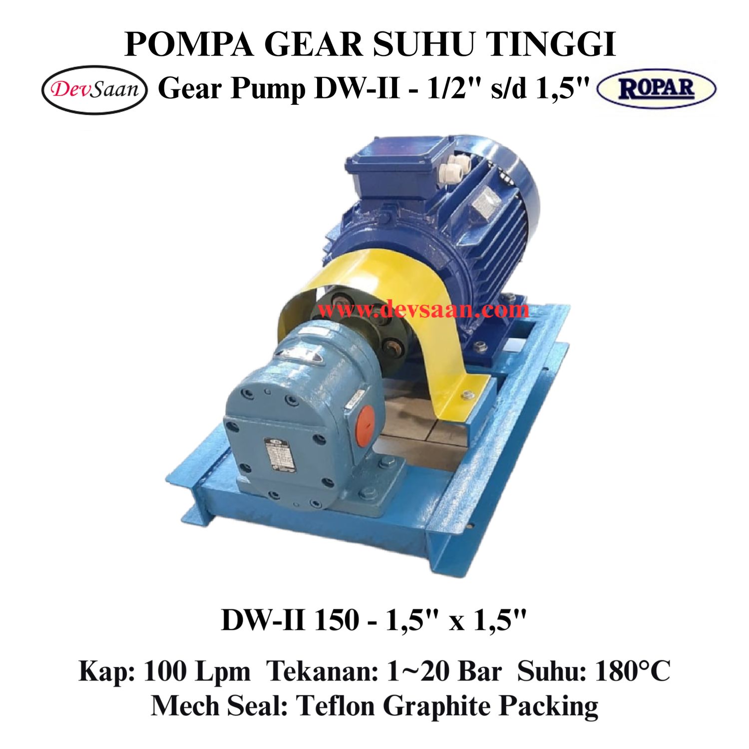 Gear Pump Helikal DW-II 150 Pompa Tekanan Tinggi (Complete Set) 4pole