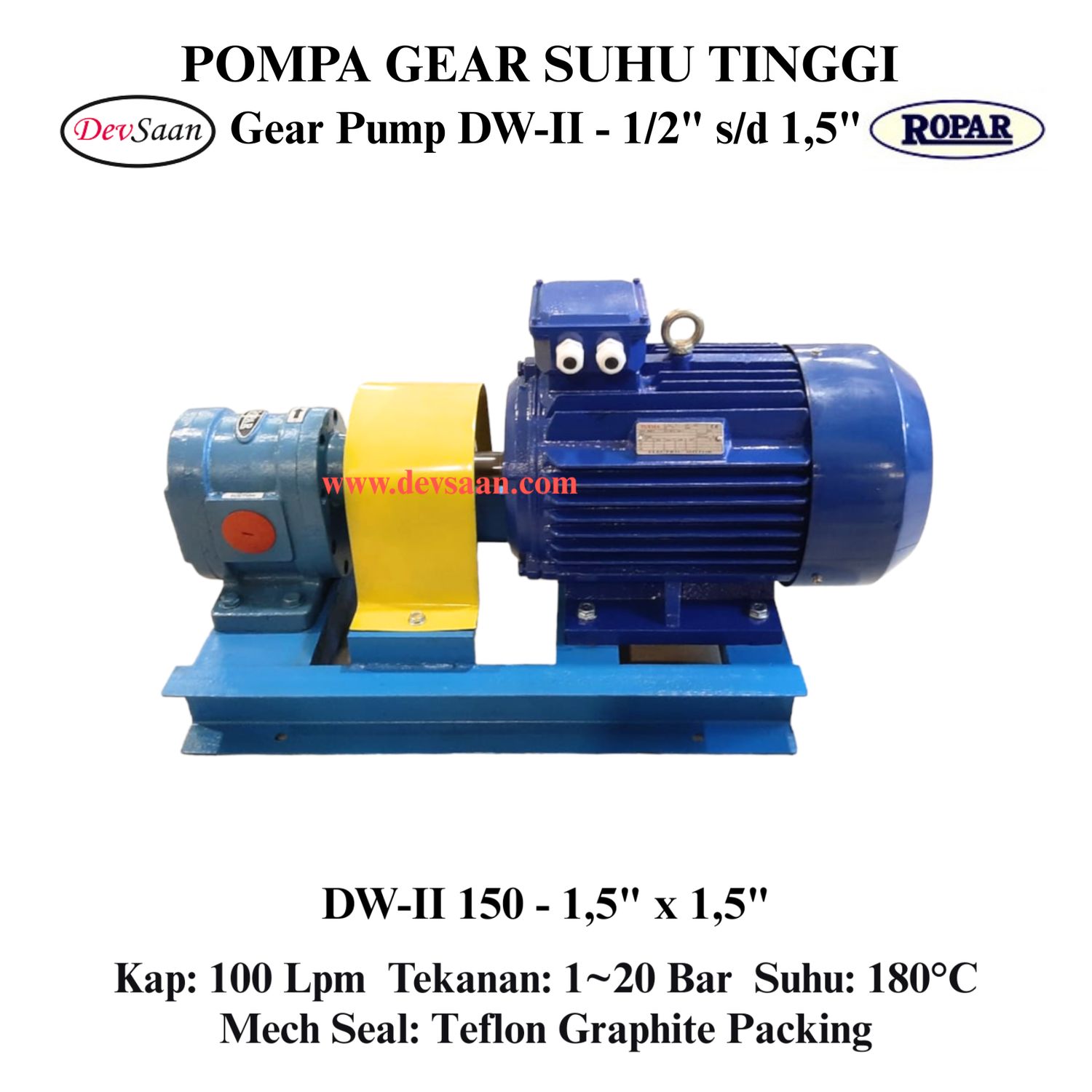 Gear Pump Helikal DW-II 150 Pompa Tekanan Tinggi (Complete Set) 4pole