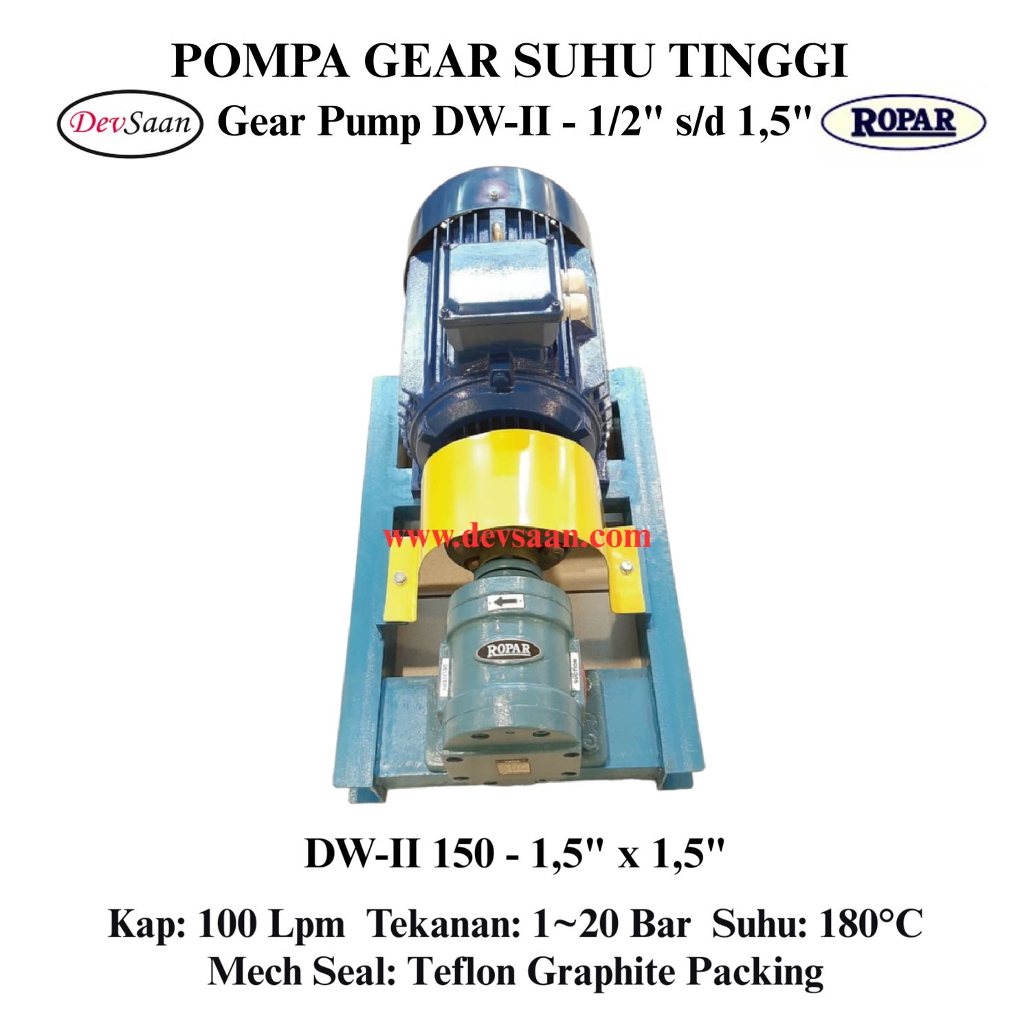 Gear Pump Helikal DW-II 150 Pompa Tekanan Tinggi (Complete Set) 4pole