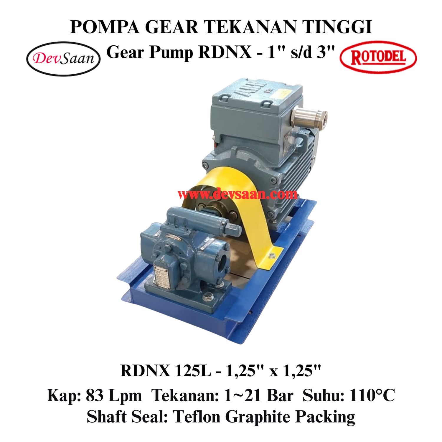 Gear Pump Rotari RDNX 125L Tekanan Tinggi (Complete Set) 4pole Gear Pump Rotari RDNX 125L Tekanan Tinggi (Complete Set) 4pole