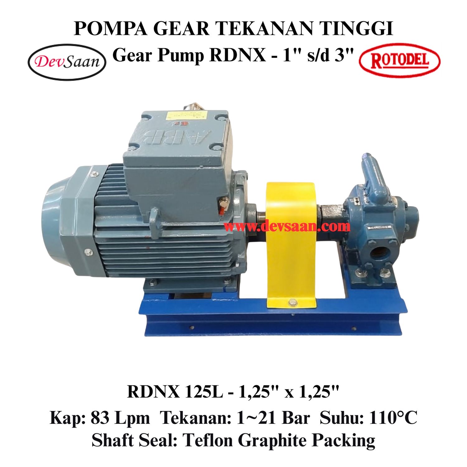 Gear Pump Rotari RDNX 125L Tekanan Tinggi (Complete Set) 4pole