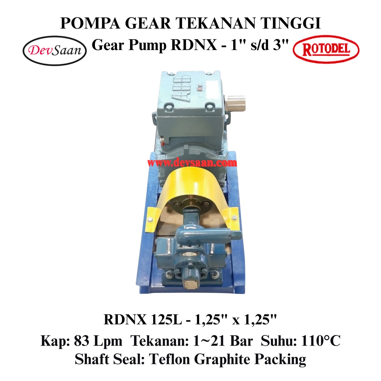 Gear Pump Rotari RDNX 125L Tekanan Tinggi (Complete Set) 4pole