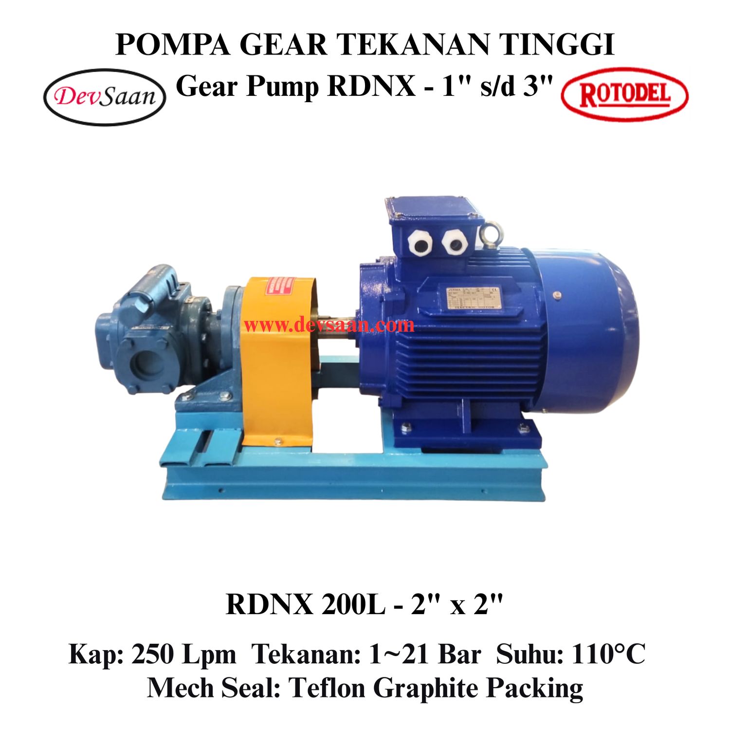 Gear Pump Rotari RDNX 200L Tekanan Tinggi (Complete Set) 4pole