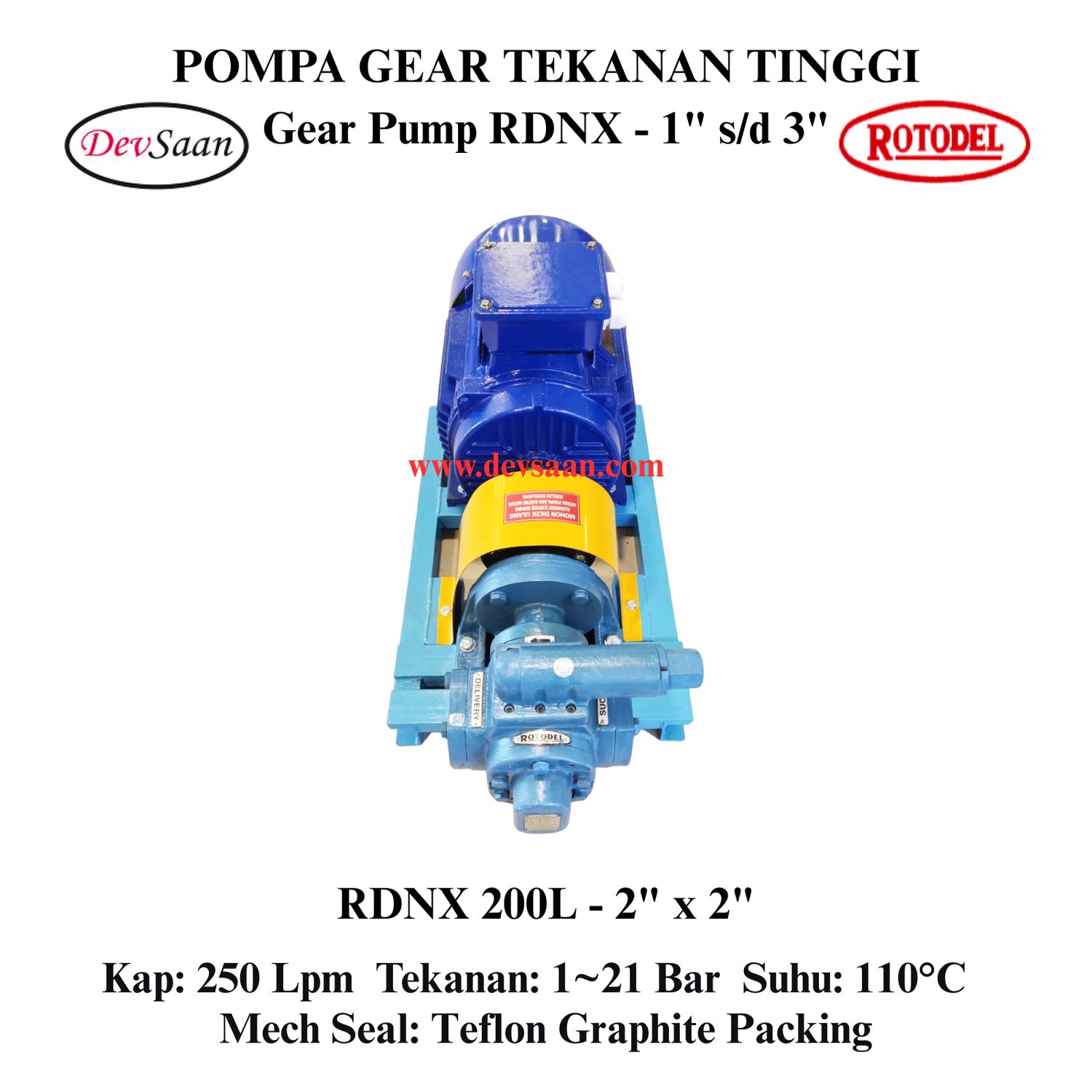 Gear Pump Rotari RDNX 200L Tekanan Tinggi (Complete Set) 4pole