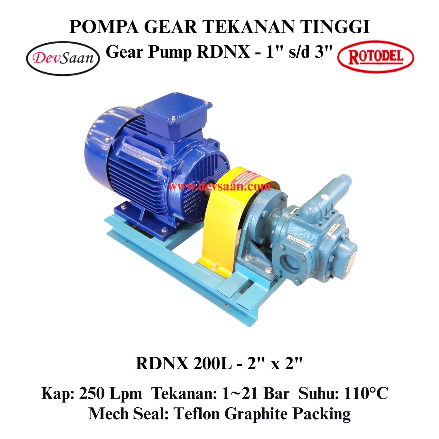 Gear Pump Rotari RDNX 200L Tekanan Tinggi (Complete Set) 4pole