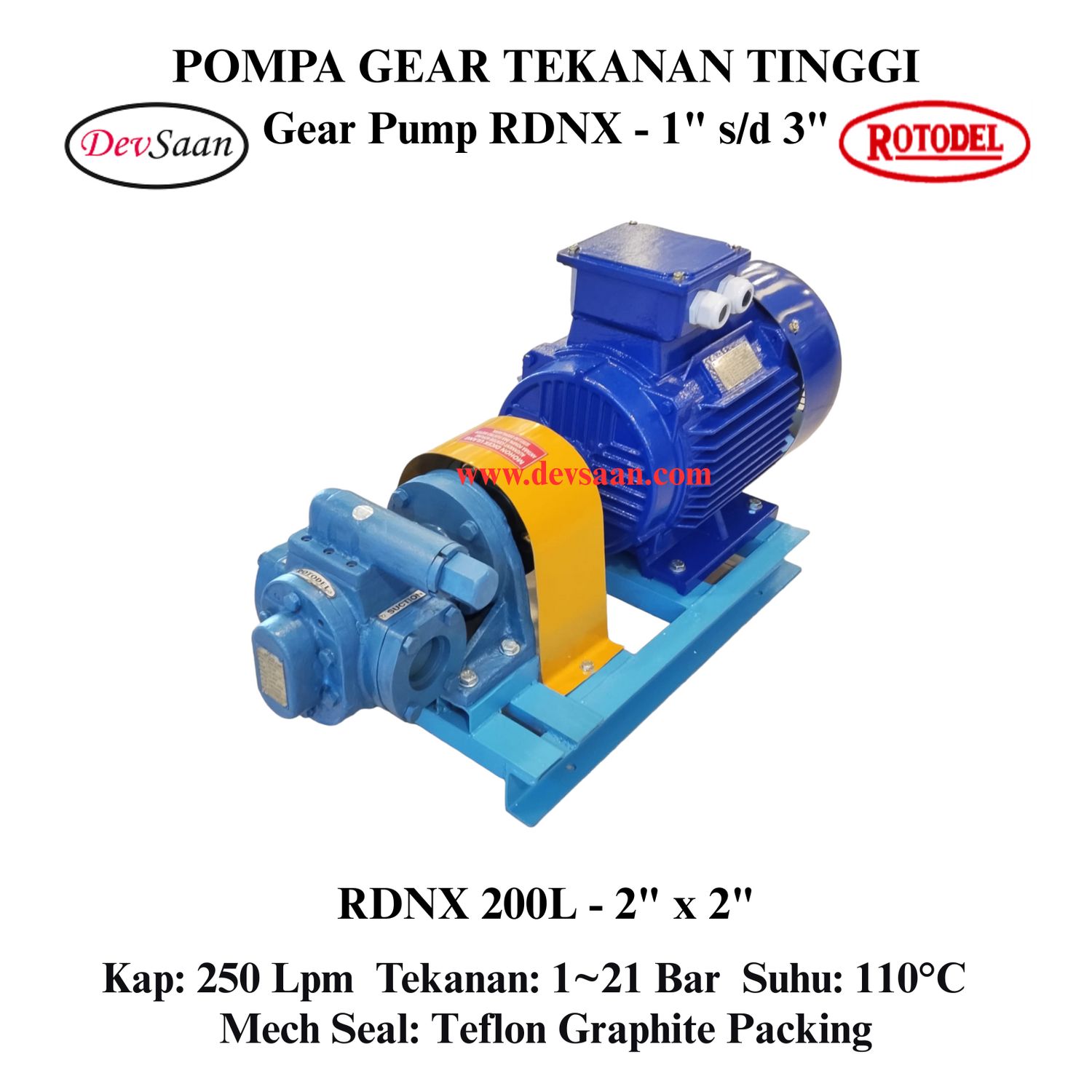 Gear Pump Rotari RDNX 200L Tekanan Tinggi (Complete Set) 4pole Gear Pump Rotari RDNX 200L Tekanan Tinggi (Complete Set) 4pole