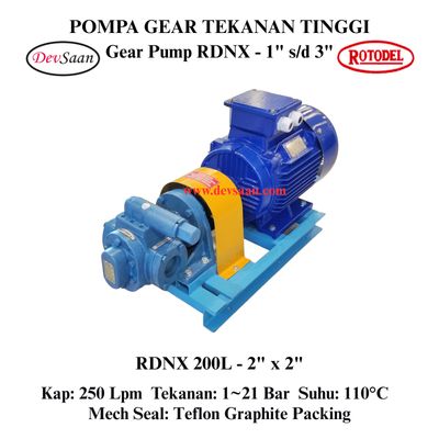Gear Pump Rotari RDNX 200L Tekanan Tinggi (Complete Set) 4pole Gear Pump Rotari RDNX 200L Tekanan Tinggi (Complete Set) 4pole