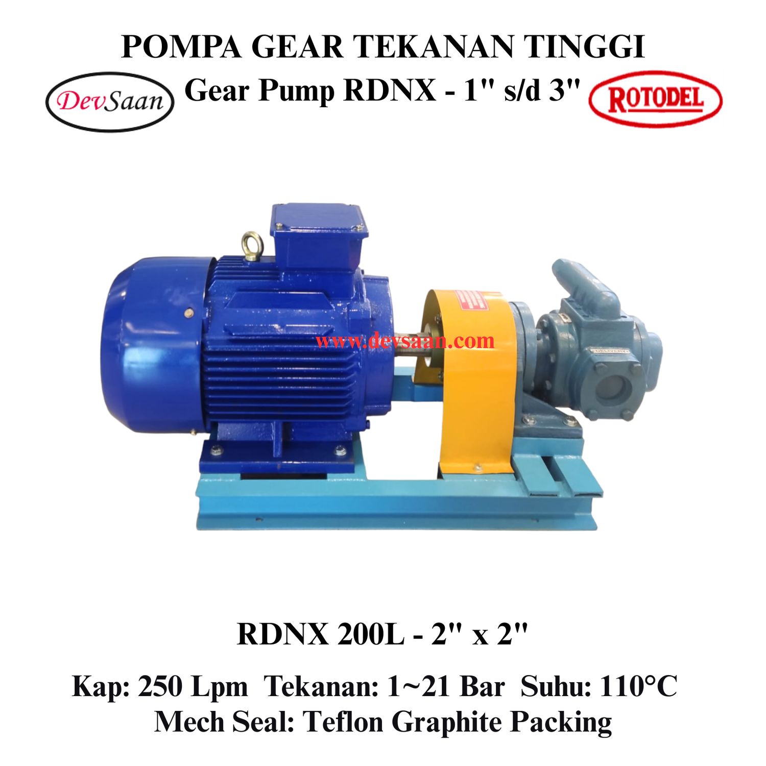 Gear Pump Rotari RDNX 200L Tekanan Tinggi (Complete Set) 4pole