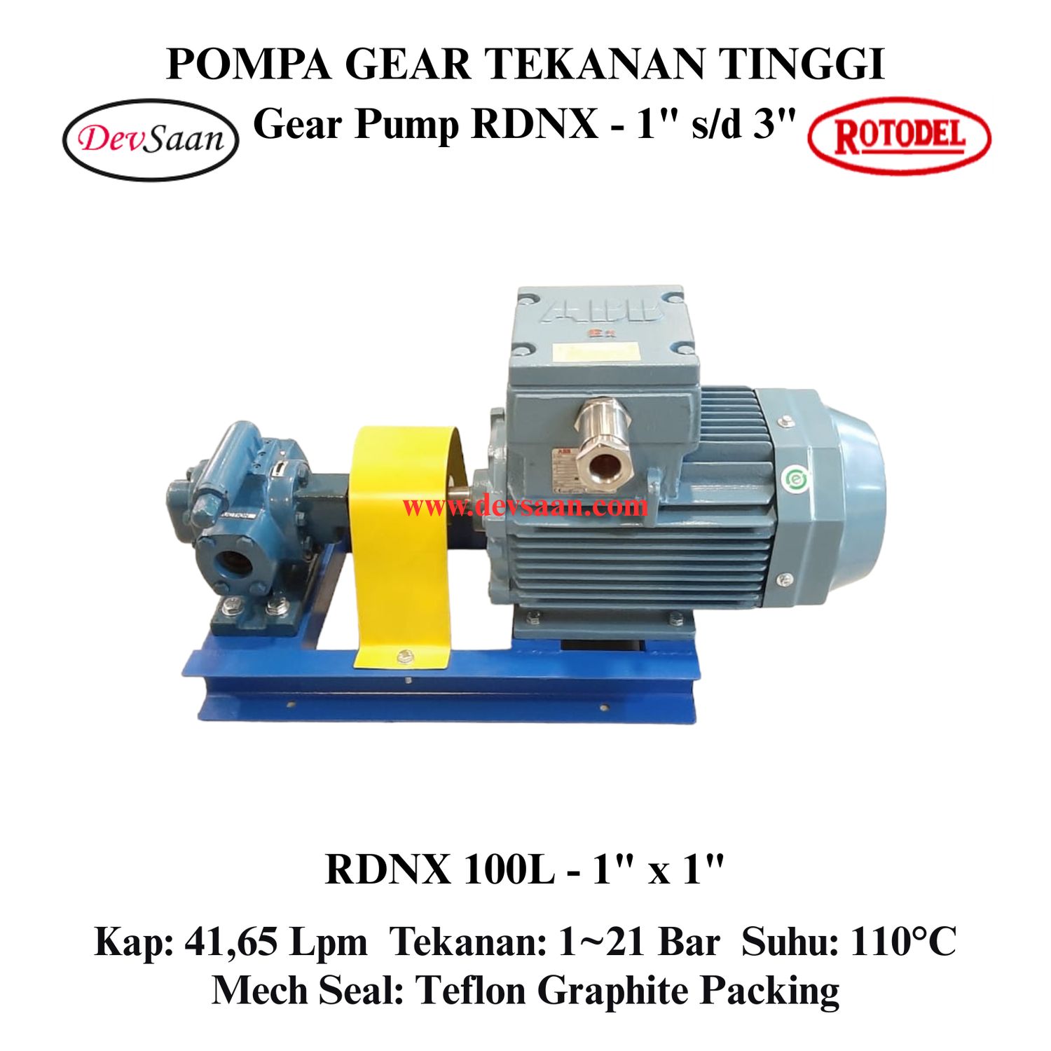 Gear Pump Rotari RDNX 100L Tekanan Tinggi (Complete Set) 4pole