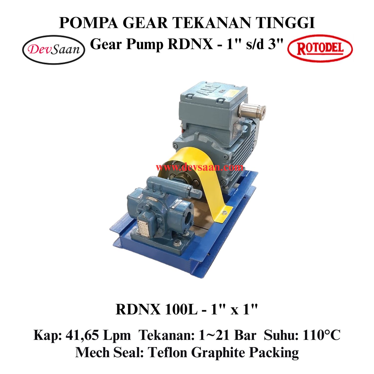 Gear Pump Rotari RDNX 100L Tekanan Tinggi (Complete Set) 4pole Gear Pump Rotari RDNX 100L Tekanan Tinggi (Complete Set) 4pole