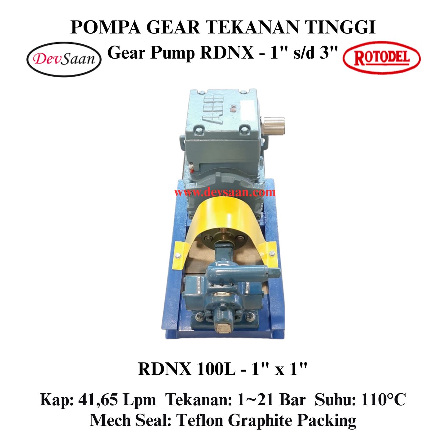 Gear Pump Rotari RDNX 100L Tekanan Tinggi (Complete Set) 4pole