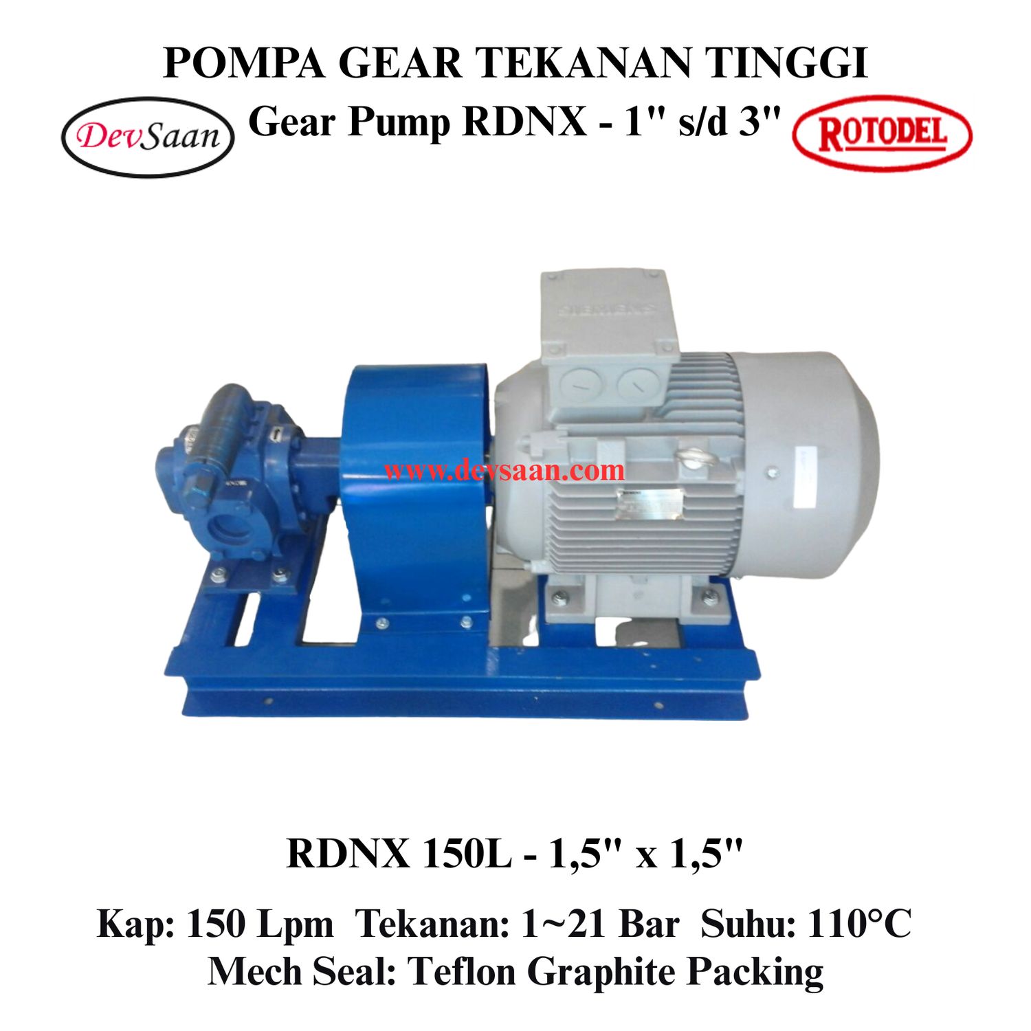 Gear Pump Rotari RDNX 150L Tekanan Tinggi (Complete Set) 4pole
