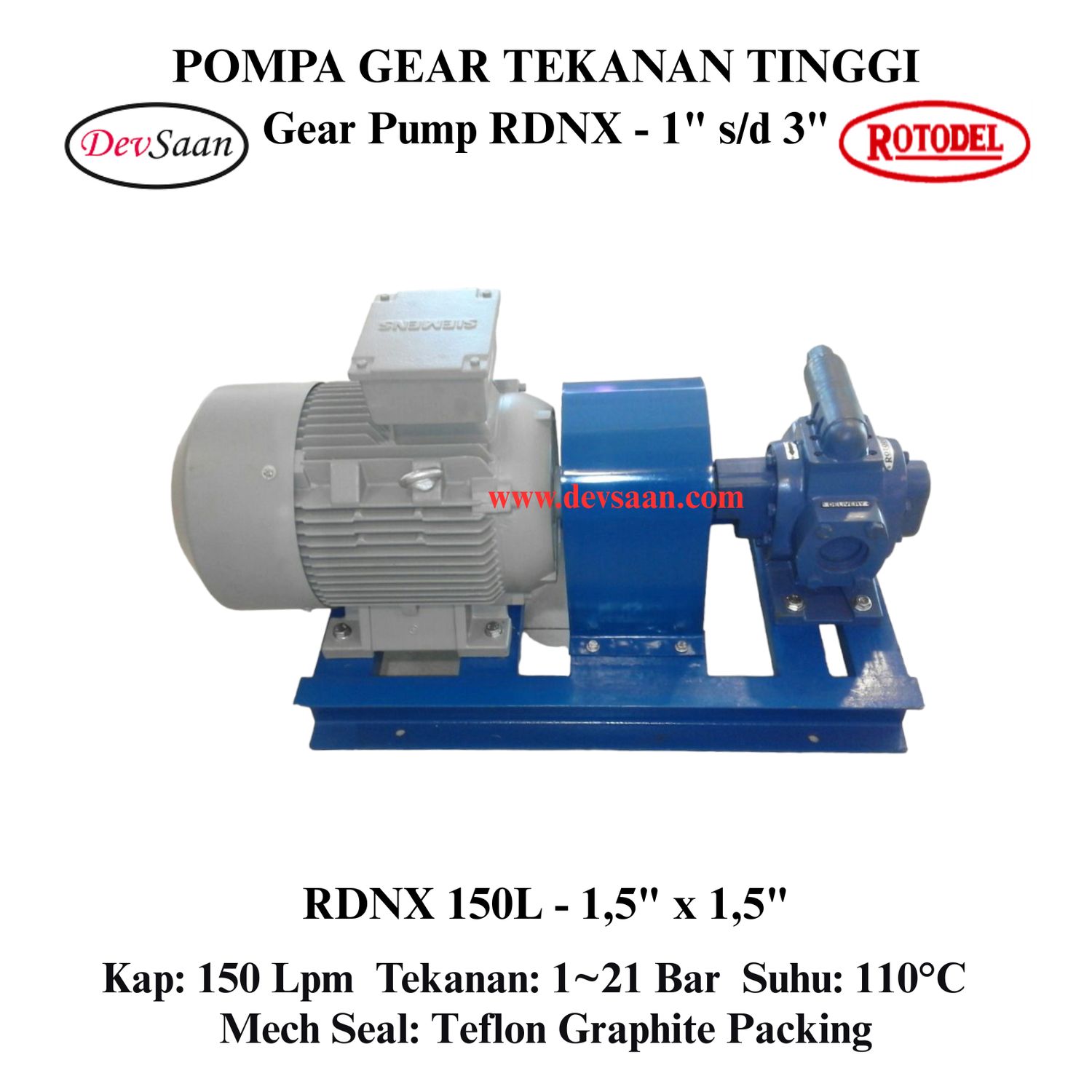 Gear Pump Rotari RDNX 150L Tekanan Tinggi (Complete Set) 4pole